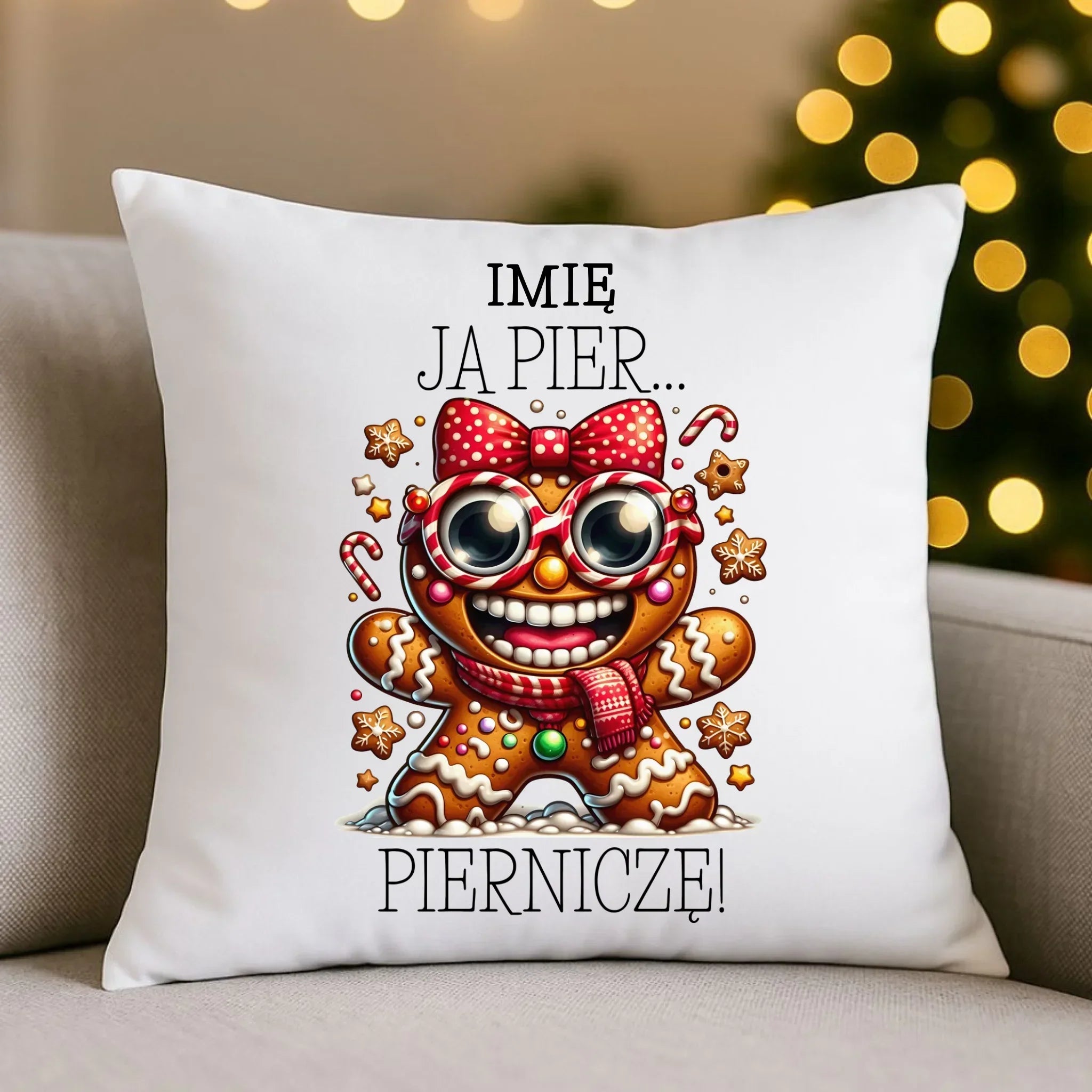 Poduszka świąteczna - Babeczka Ja pierniczę - personalizowana BN95 - StoryCups.pl