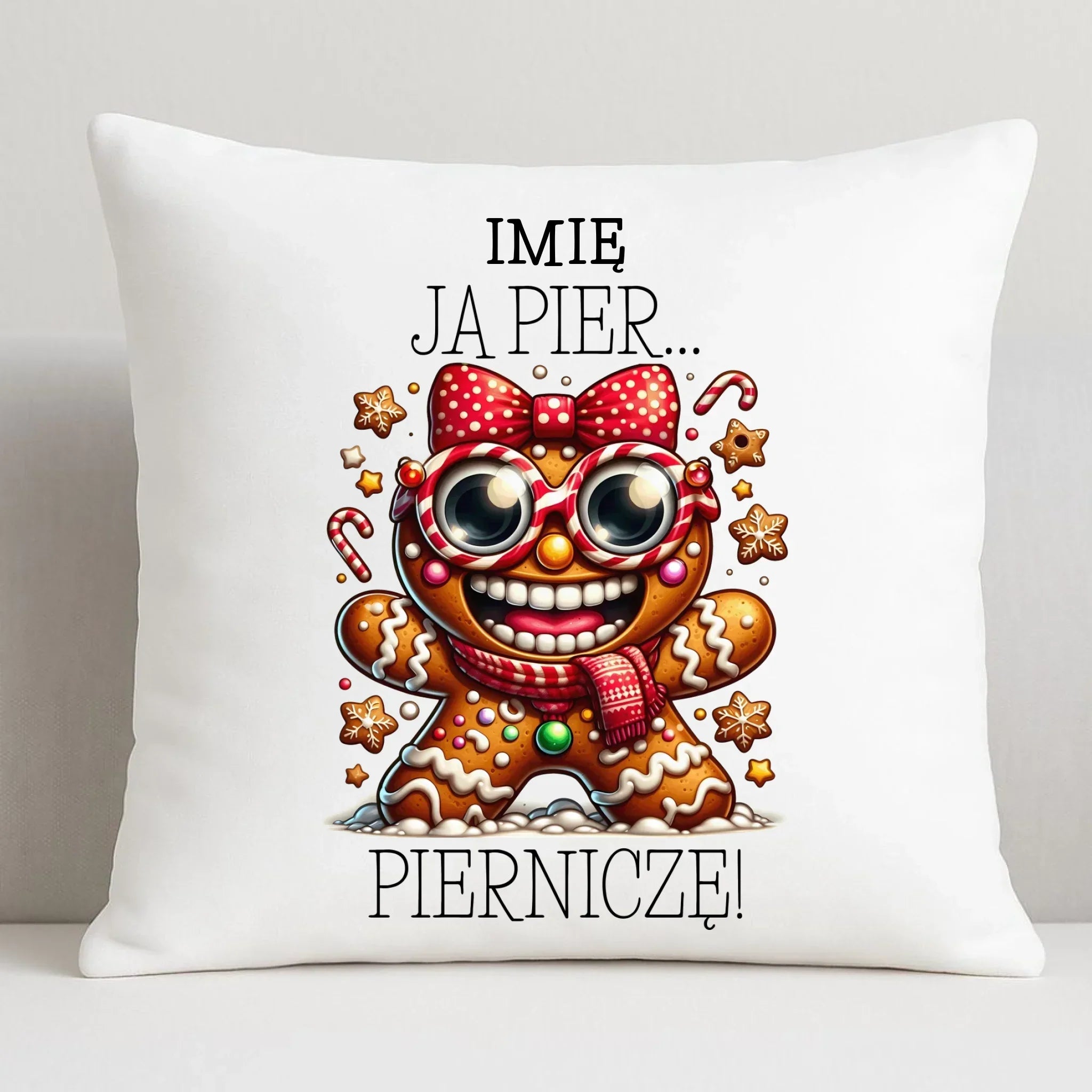 Poduszka świąteczna - Babeczka Ja pierniczę - personalizowana BN95 - StoryCups.pl