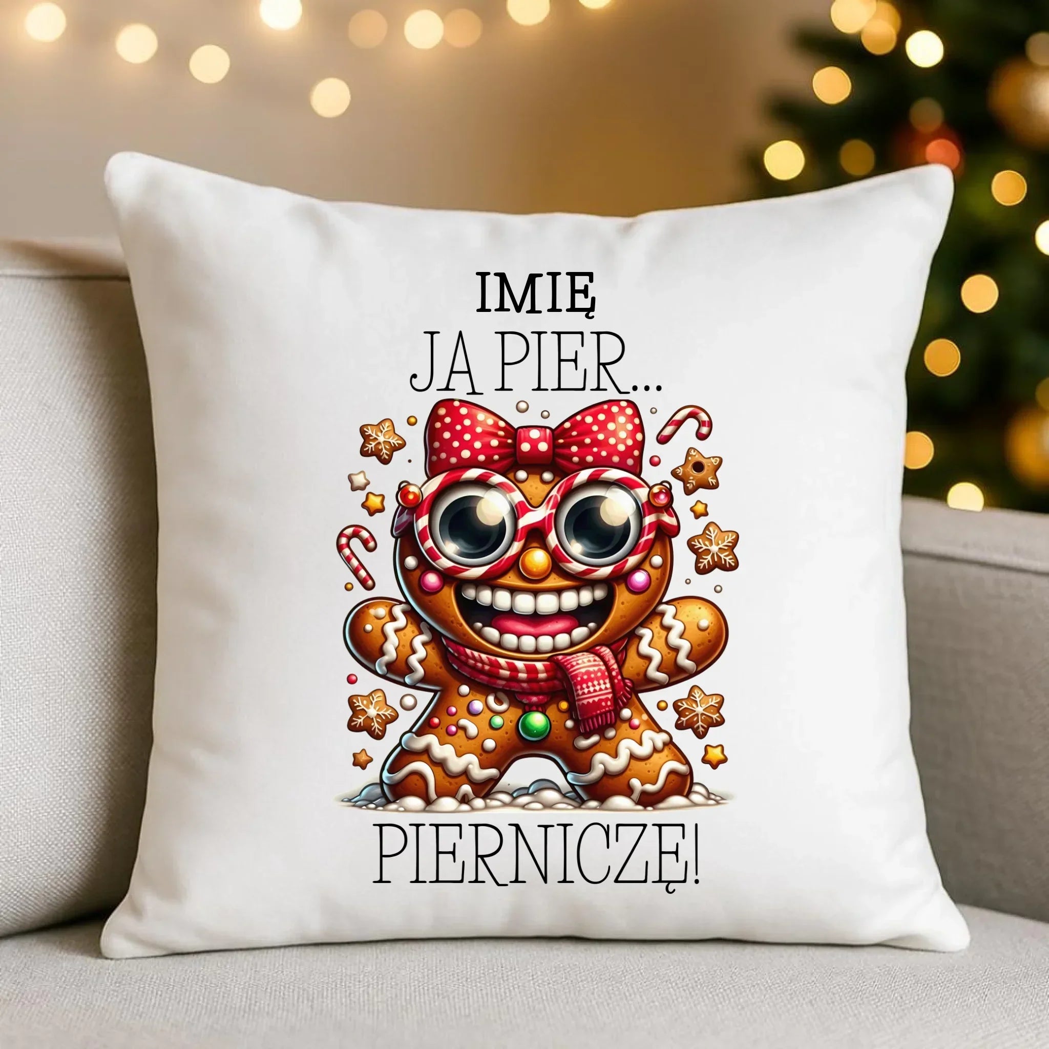 Poduszka świąteczna - Babeczka Ja pierniczę - personalizowana BN95 - StoryCups.pl