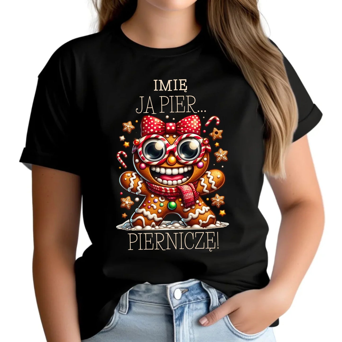 Koszulka damska świąteczna - Babeczka Ja pierniczę - personalizowana BN95 - StoryCups.pl