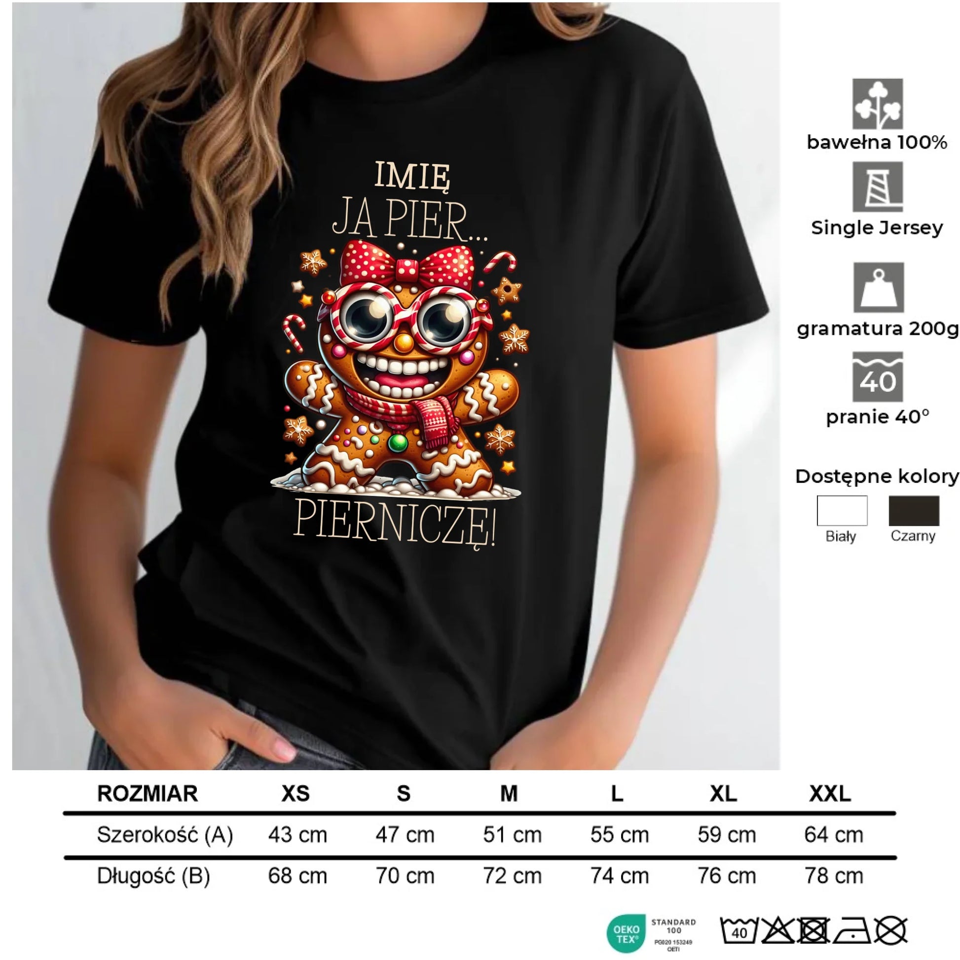 Koszulka damska świąteczna - Babeczka Ja pierniczę - personalizowana BN95 - StoryCups.pl