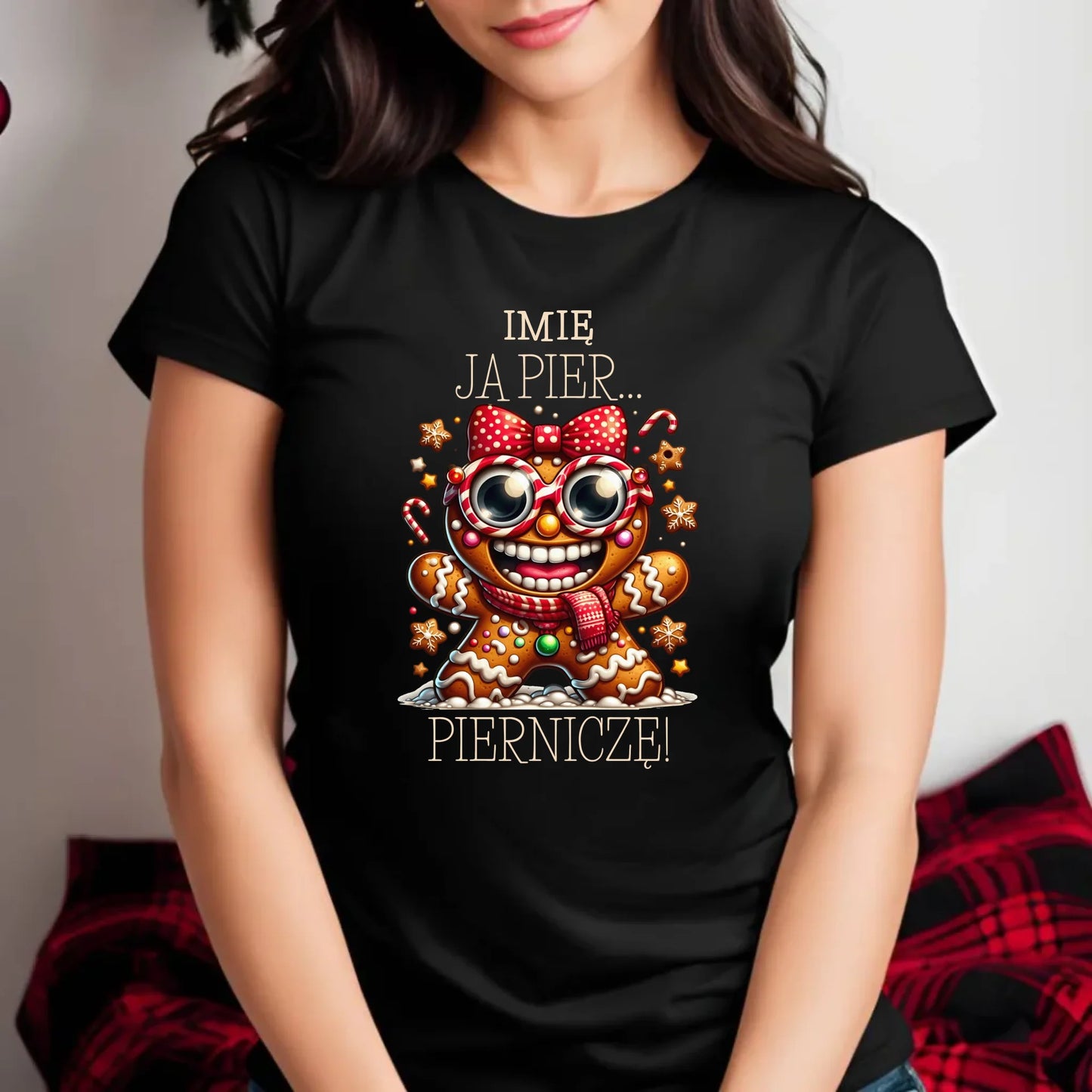 Koszulka damska świąteczna - Babeczka Ja pierniczę - personalizowana BN95 - StoryCups.pl