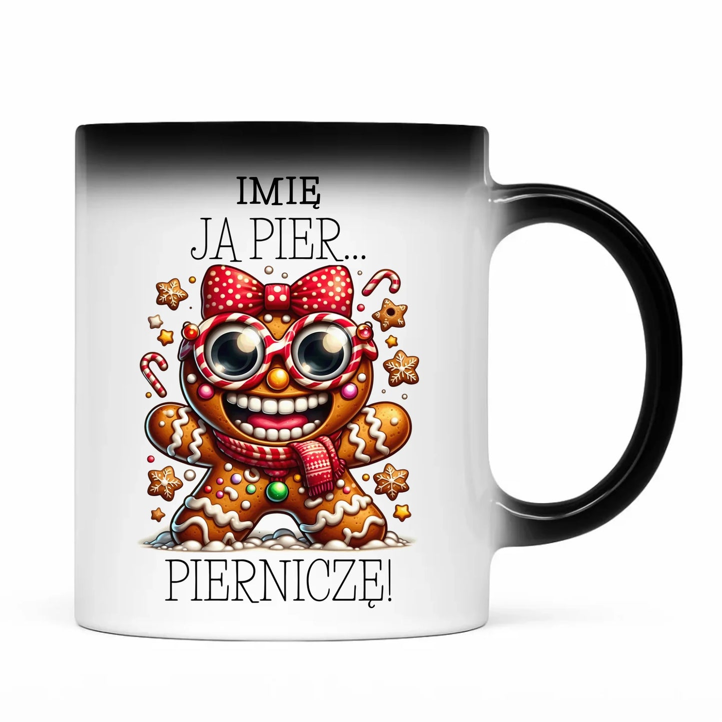 Kubek magiczny świąteczny - Babeczka Ja pierniczę - personalizowany BN95 - StoryCups.pl