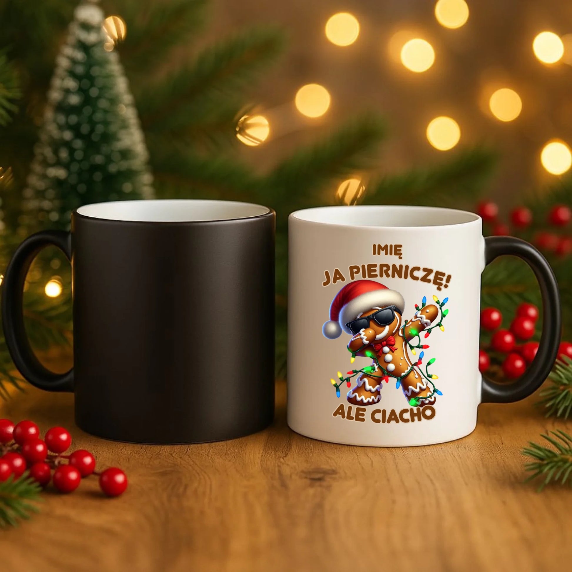 Kubek magiczny świąteczny - Piernik Ja pierniczę ale ciacho - personalizowany BN94 - StoryCups.pl