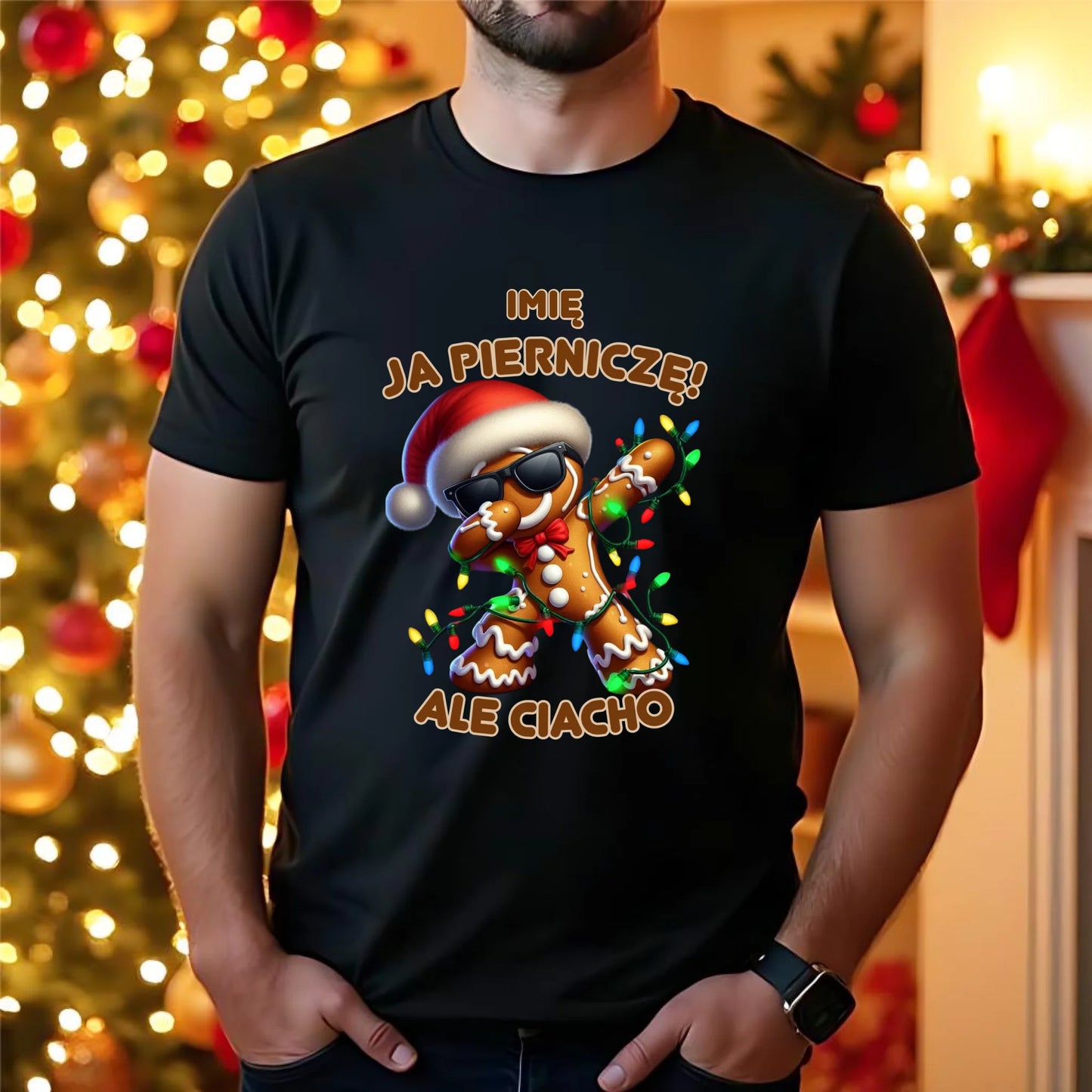 Koszulka męska świąteczna - Piernik Ja pierniczę ale ciacho - personalizowana BN94 - StoryCups.pl
