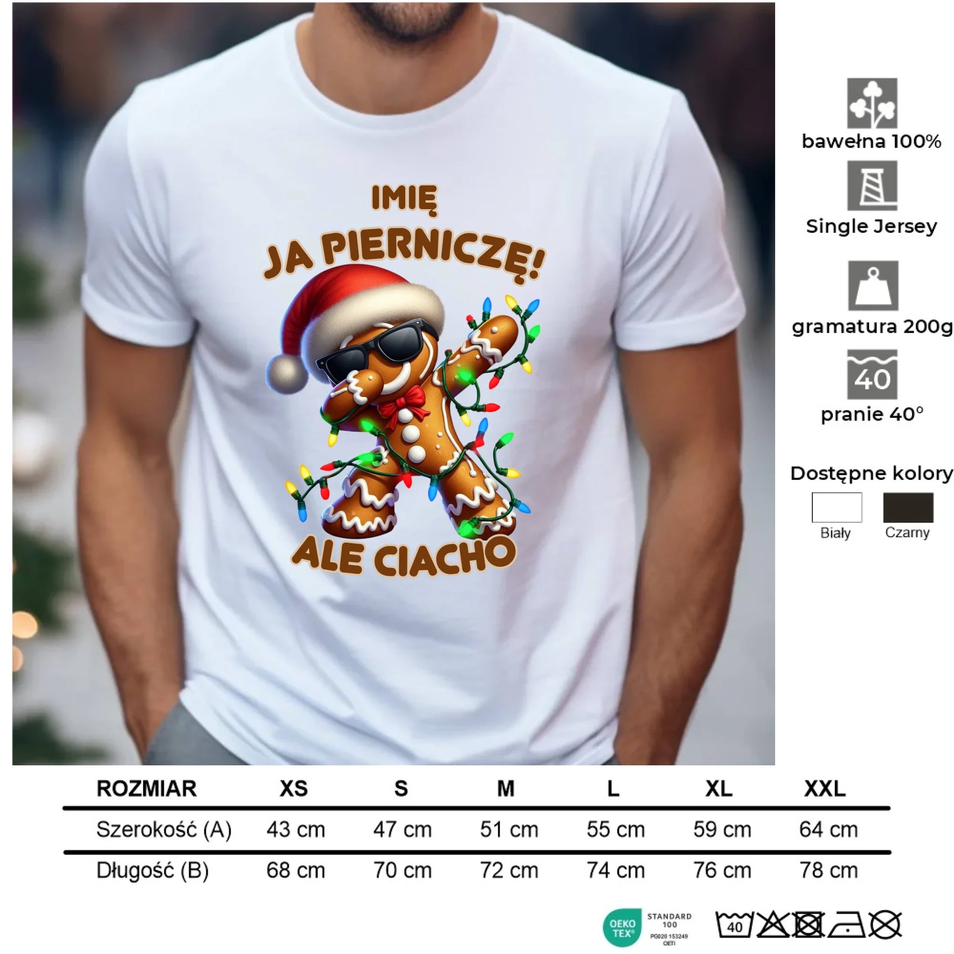 Koszulka męska świąteczna - Piernik Ja pierniczę ale ciacho - personalizowana BN94 - StoryCups.pl