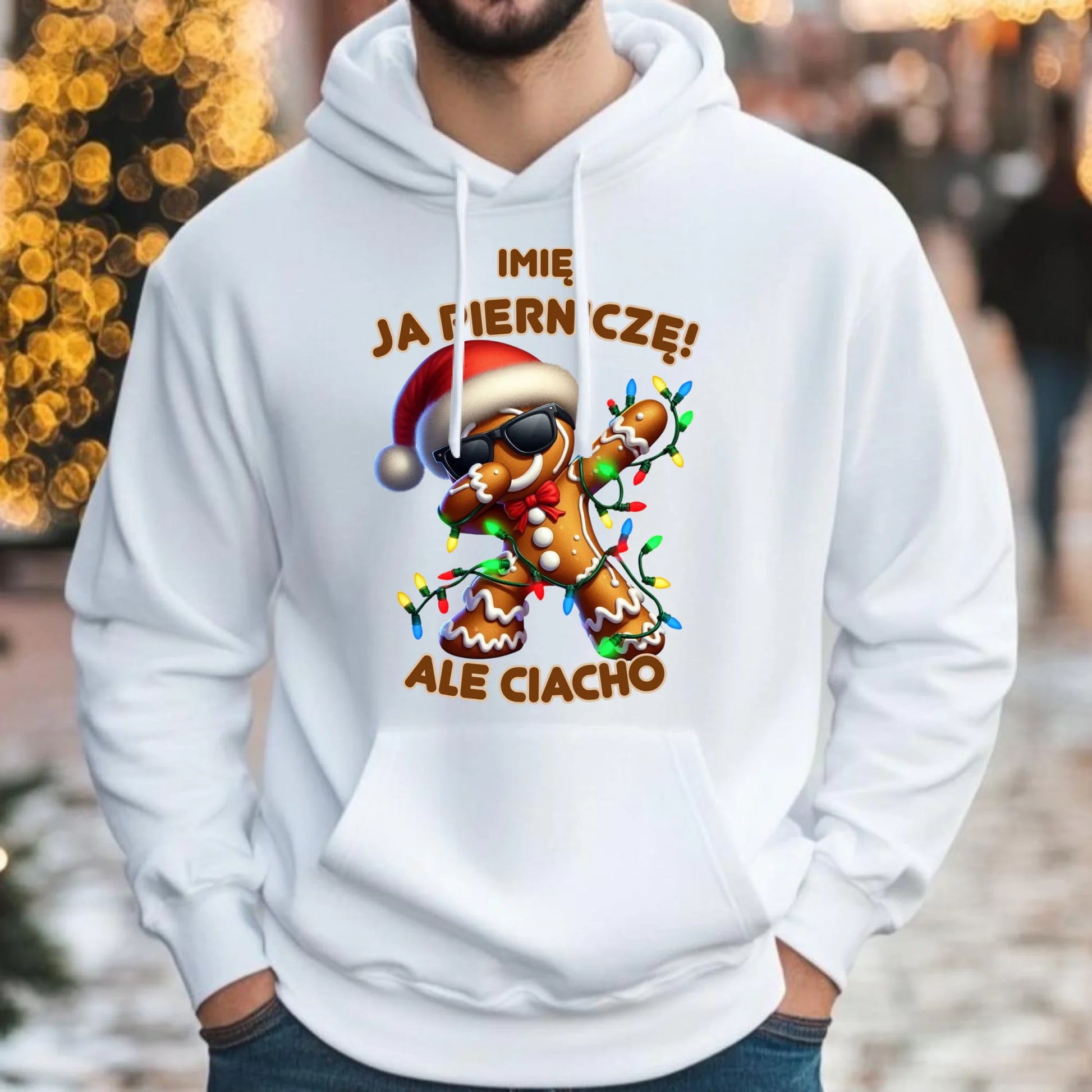 Bluza męska z kapturem świąteczna - Piernik Ja pierniczę ale ciacho - personalizowana BN94 - StoryCups.pl