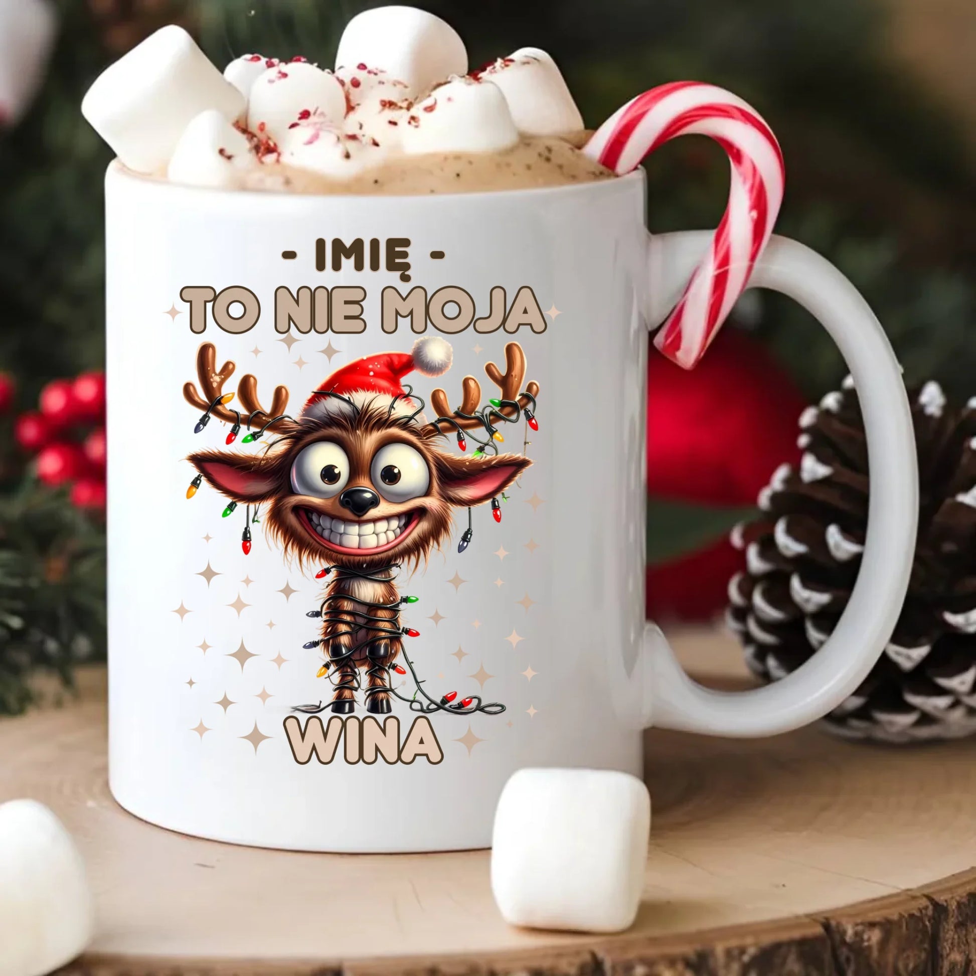Kubek świąteczny - Renifer To nie moja wina - personalizowany BN93 - StoryCups.pl