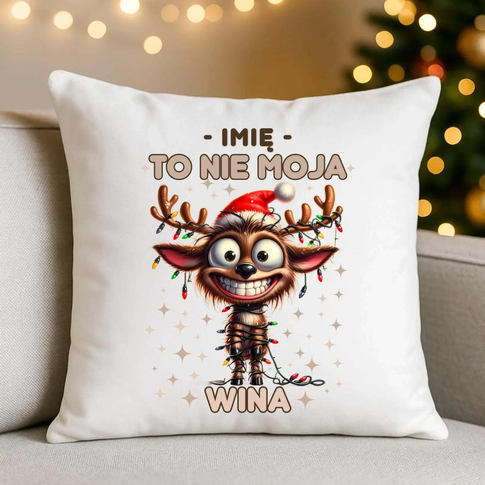Poduszka świąteczna - Renifer To nie moja wina - personalizowana BN93 - StoryCups.pl