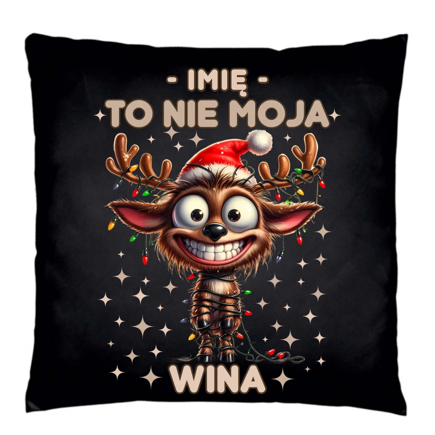 Poduszka dekoracyjna świąteczna - Renifer To nie moja wina - personalizowana BN93 - StoryCups.pl