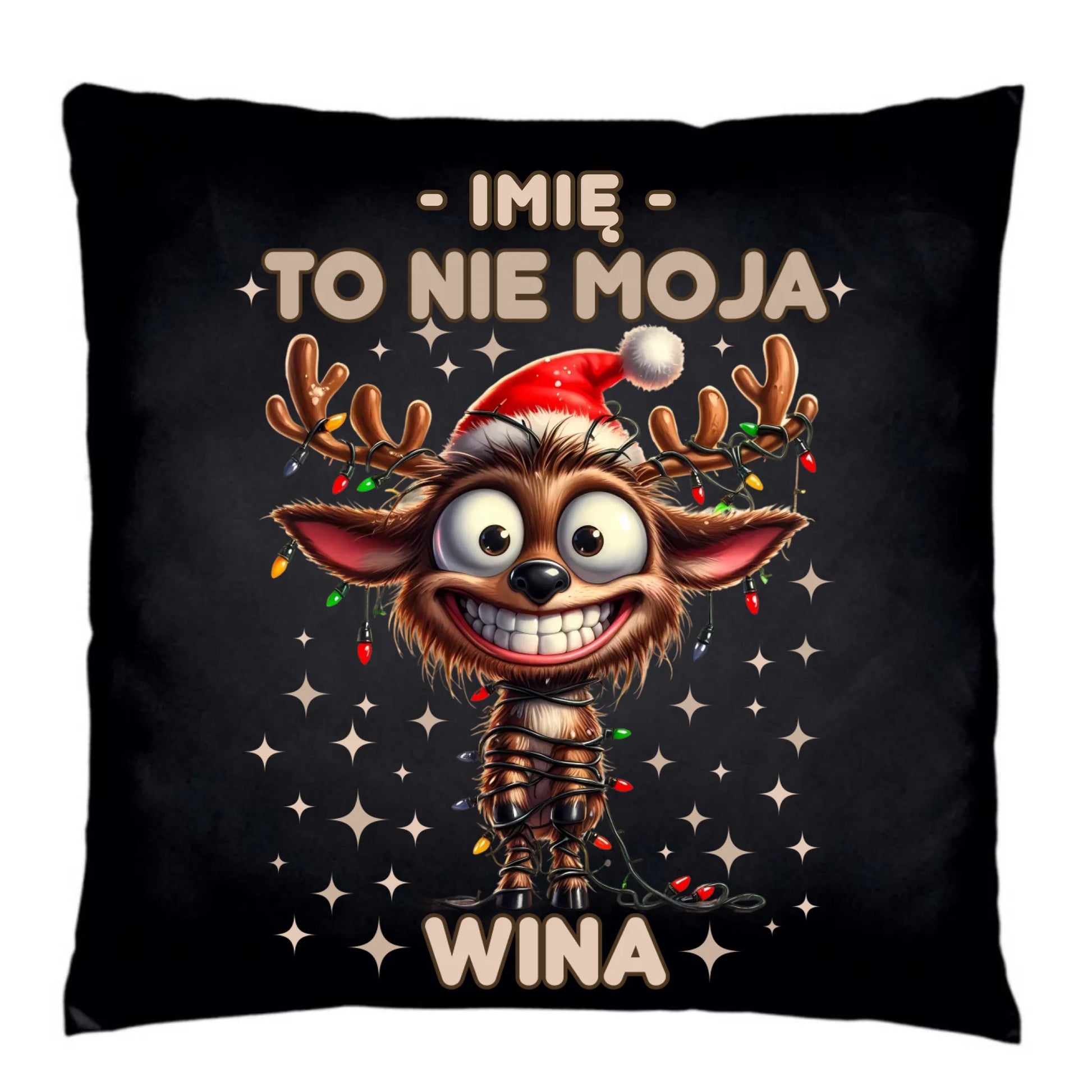 Poduszka dekoracyjna świąteczna - Renifer To nie moja wina - personalizowana BN93 - StoryCups.pl