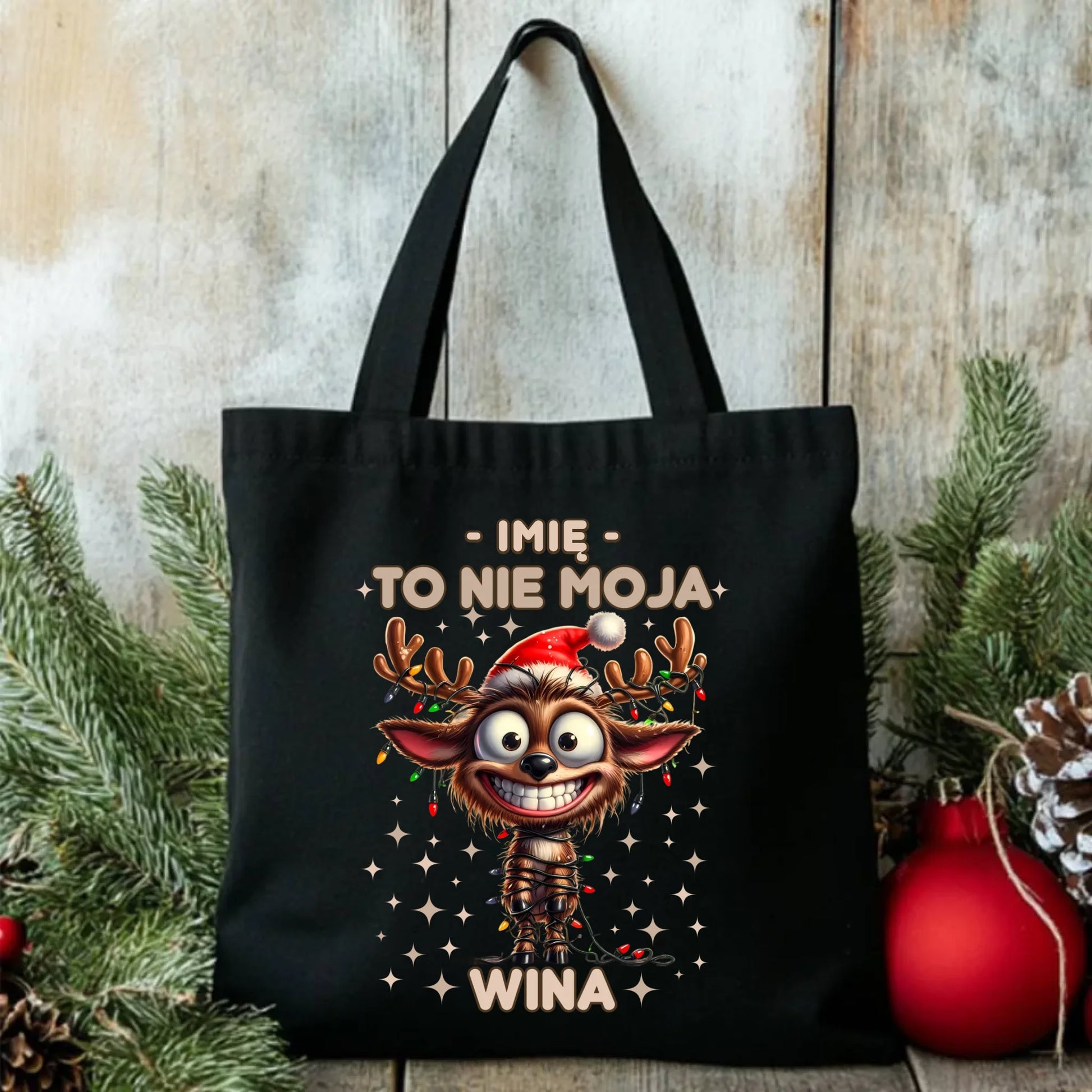 Torba świąteczna - Renifer To nie moja wina - personalizowana BN93 - StoryCups.pl