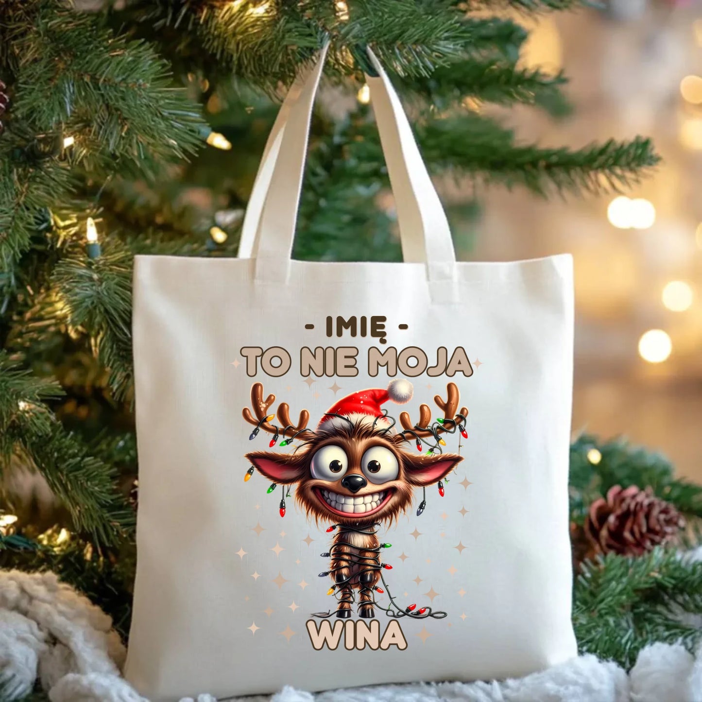 Torba świąteczna - Renifer To nie moja wina - personalizowana BN93 - StoryCups.pl