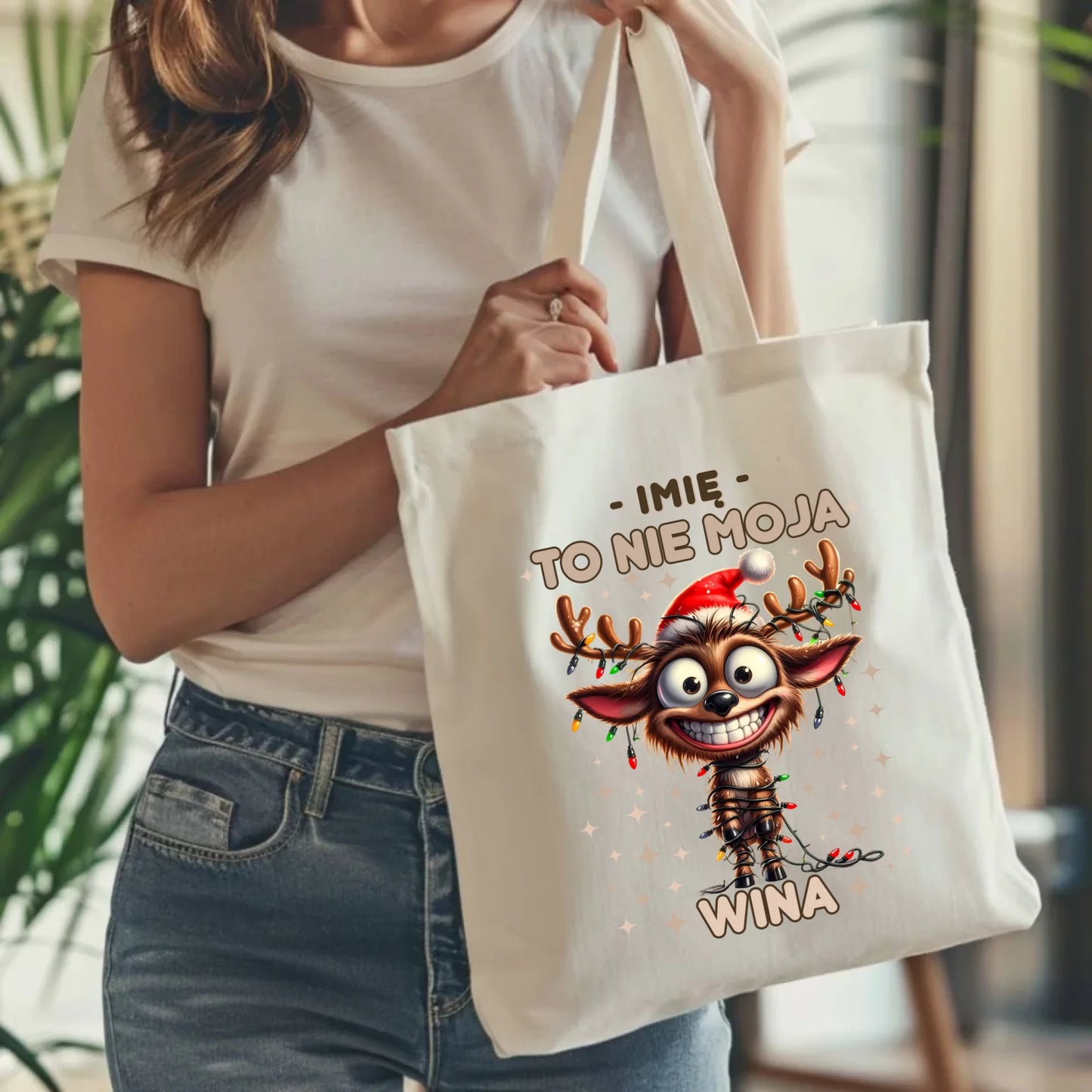 Torba świąteczna - Renifer To nie moja wina - personalizowana BN93 - StoryCups.pl