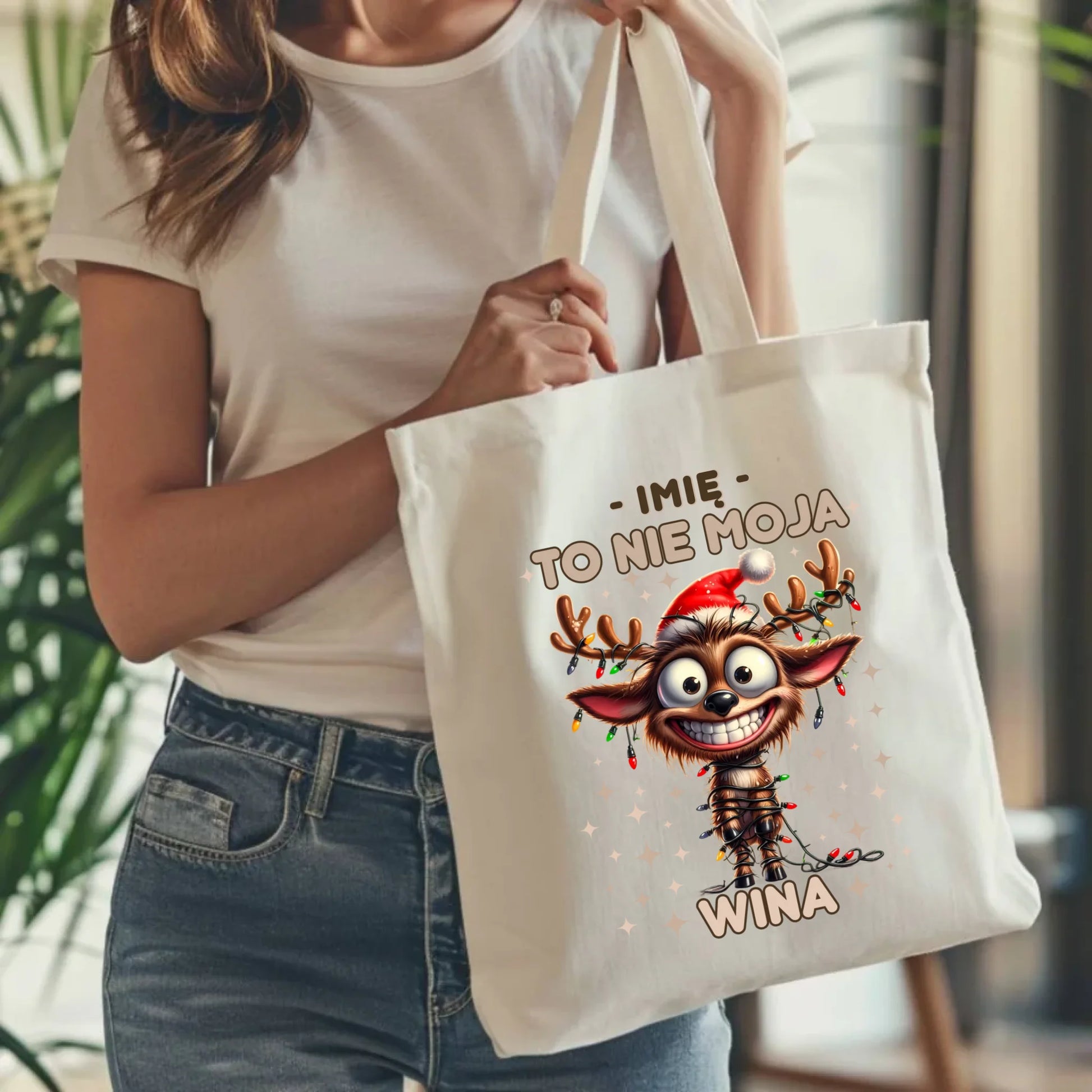 Torba świąteczna - Renifer To nie moja wina - personalizowana BN93 - StoryCups.pl