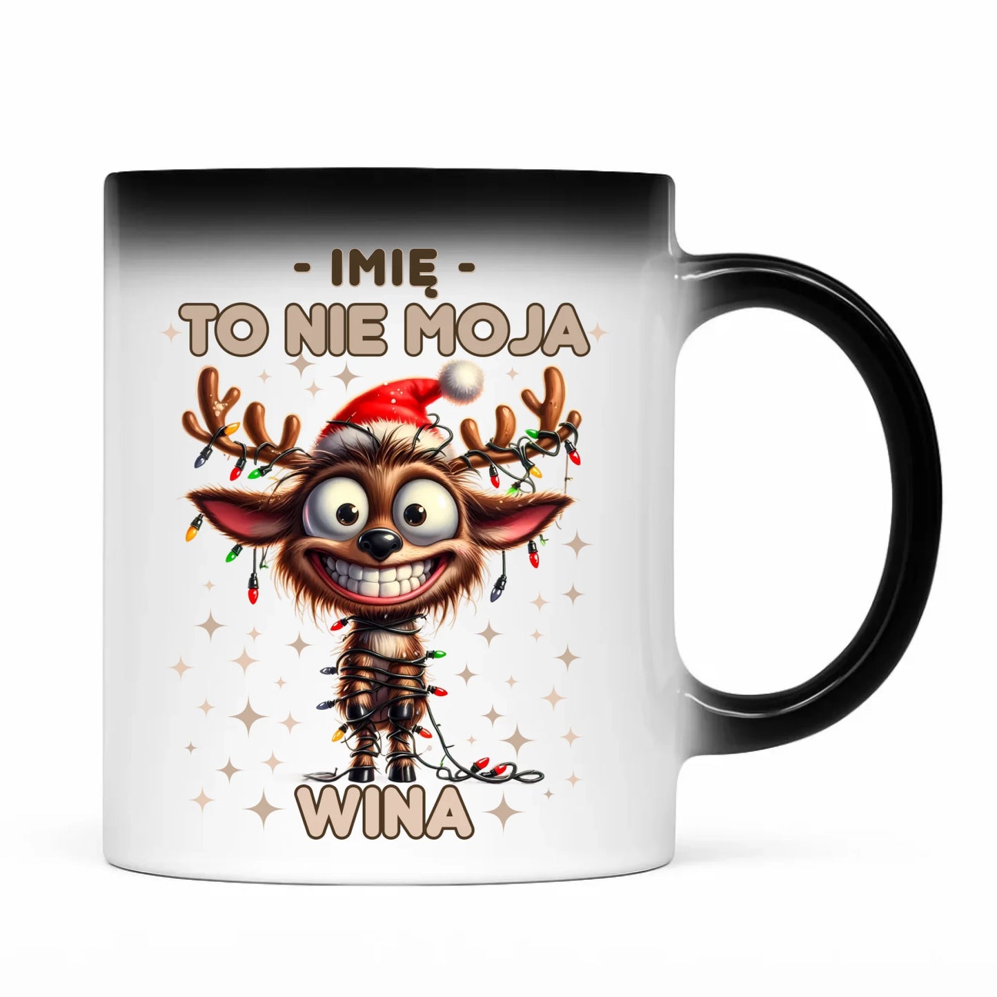 Kubek magiczny świąteczny - Renifer To nie moja wina - personalizowany BN93 - StoryCups.pl