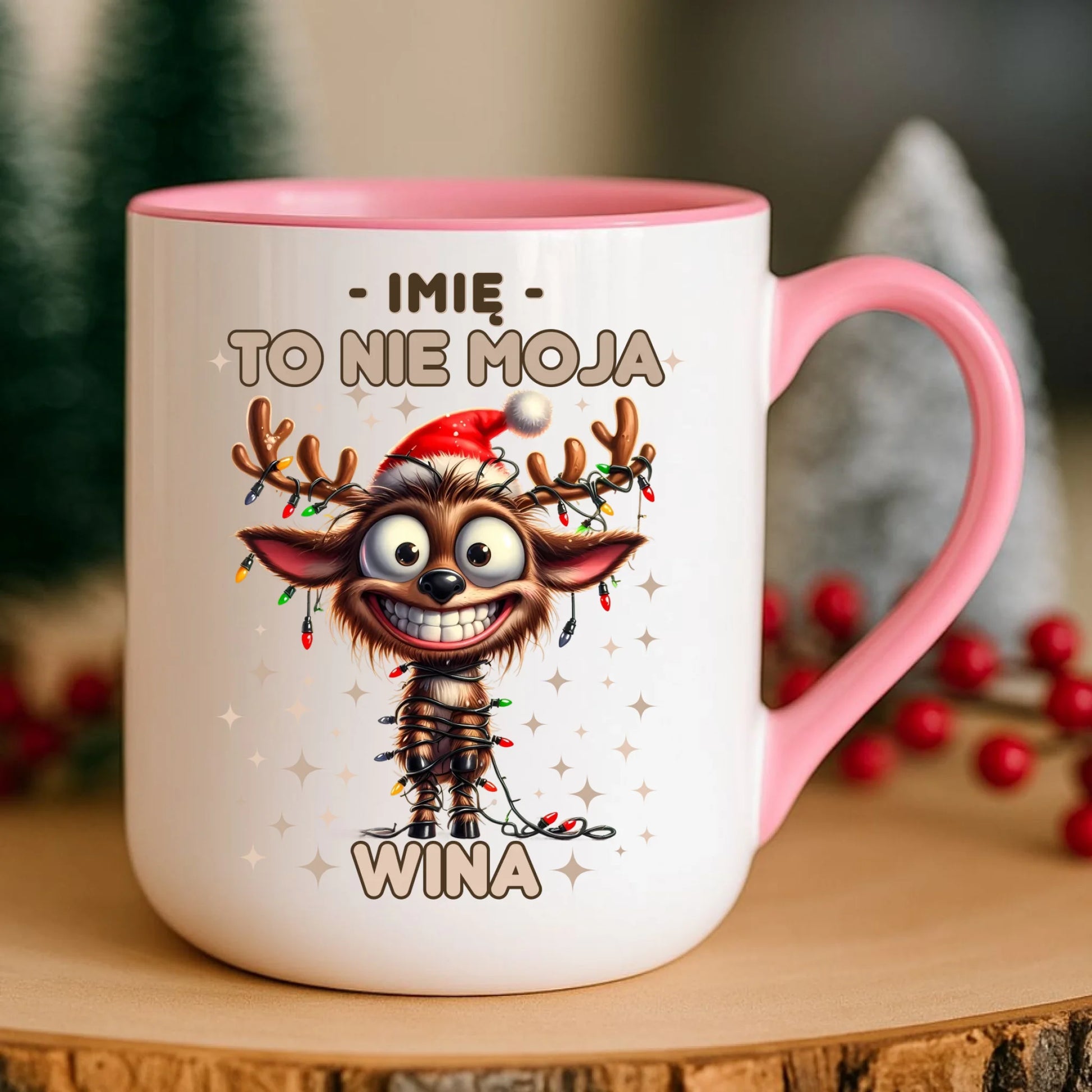 Kubek elegant świąteczny - Renifer To nie moja wina - personalizowany BN93 - StoryCups.pl