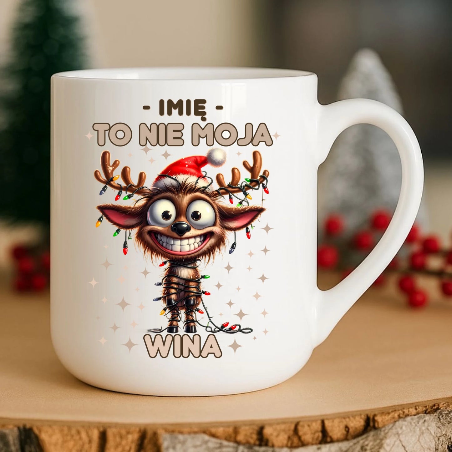 Kubek elegant świąteczny - Renifer To nie moja wina - personalizowany BN93 - StoryCups.pl