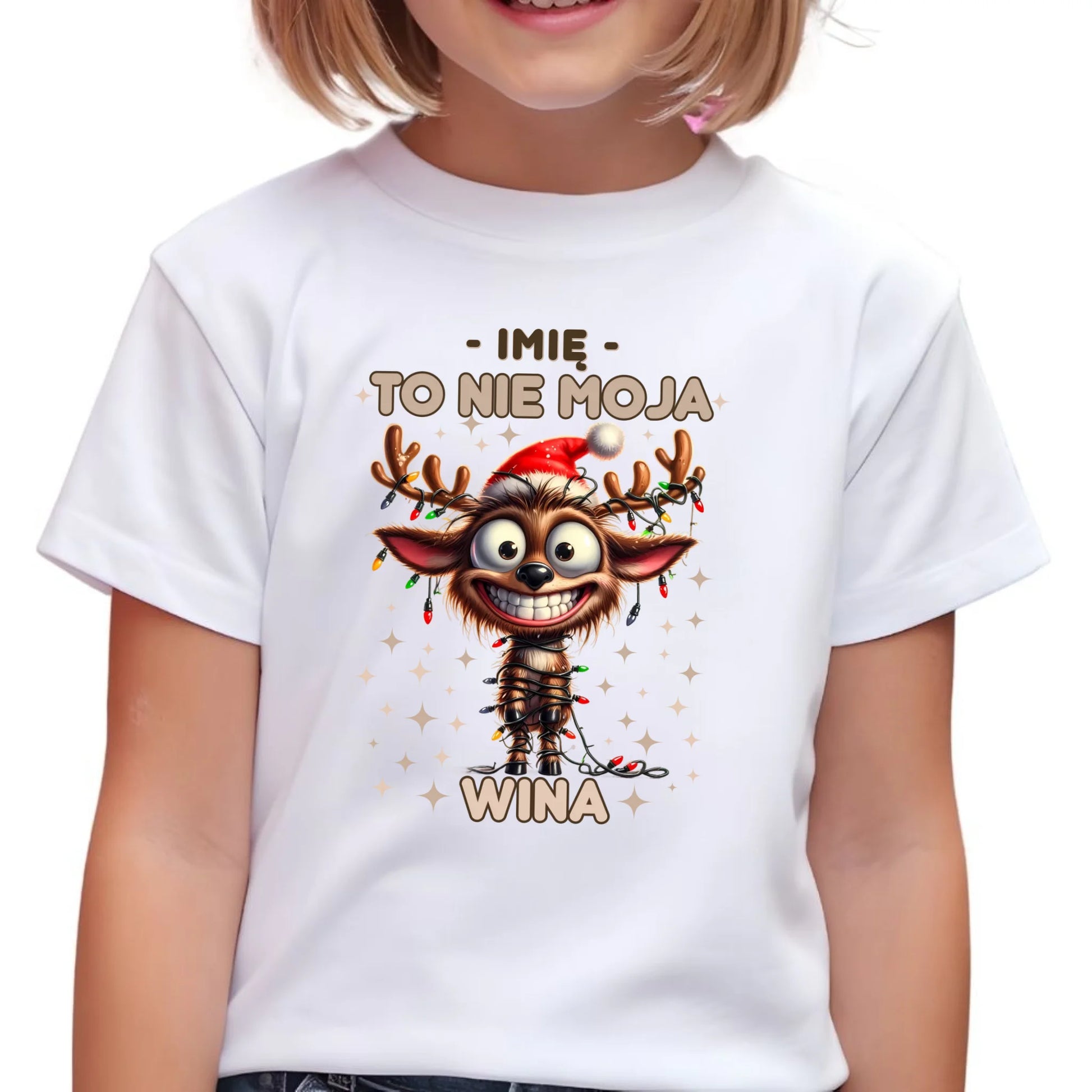 Koszulka dziecięca świąteczna - Renifer To nie moja wina - personalizowana BN93 - StoryCups.pl