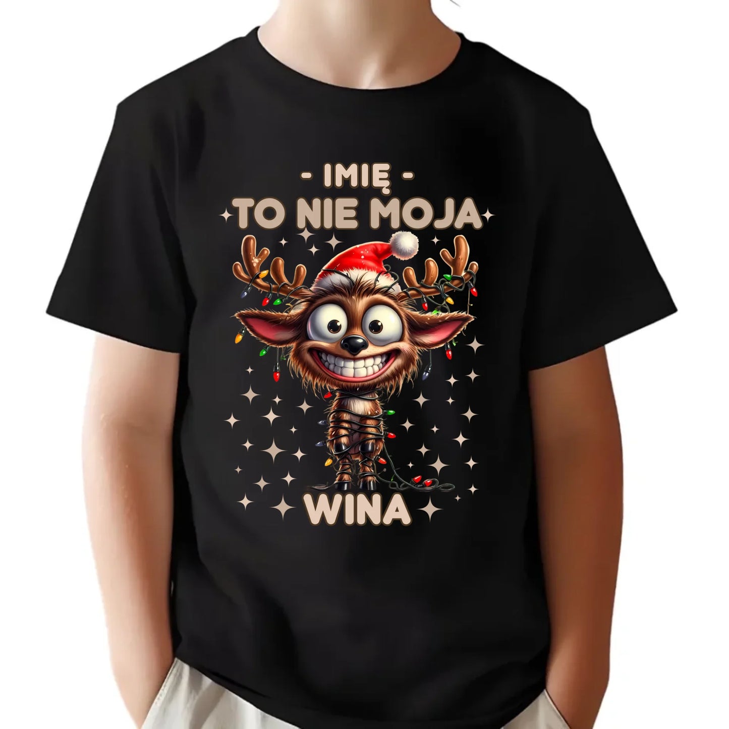 Koszulka dziecięca świąteczna - Renifer To nie moja wina - personalizowana BN93 - StoryCups.pl