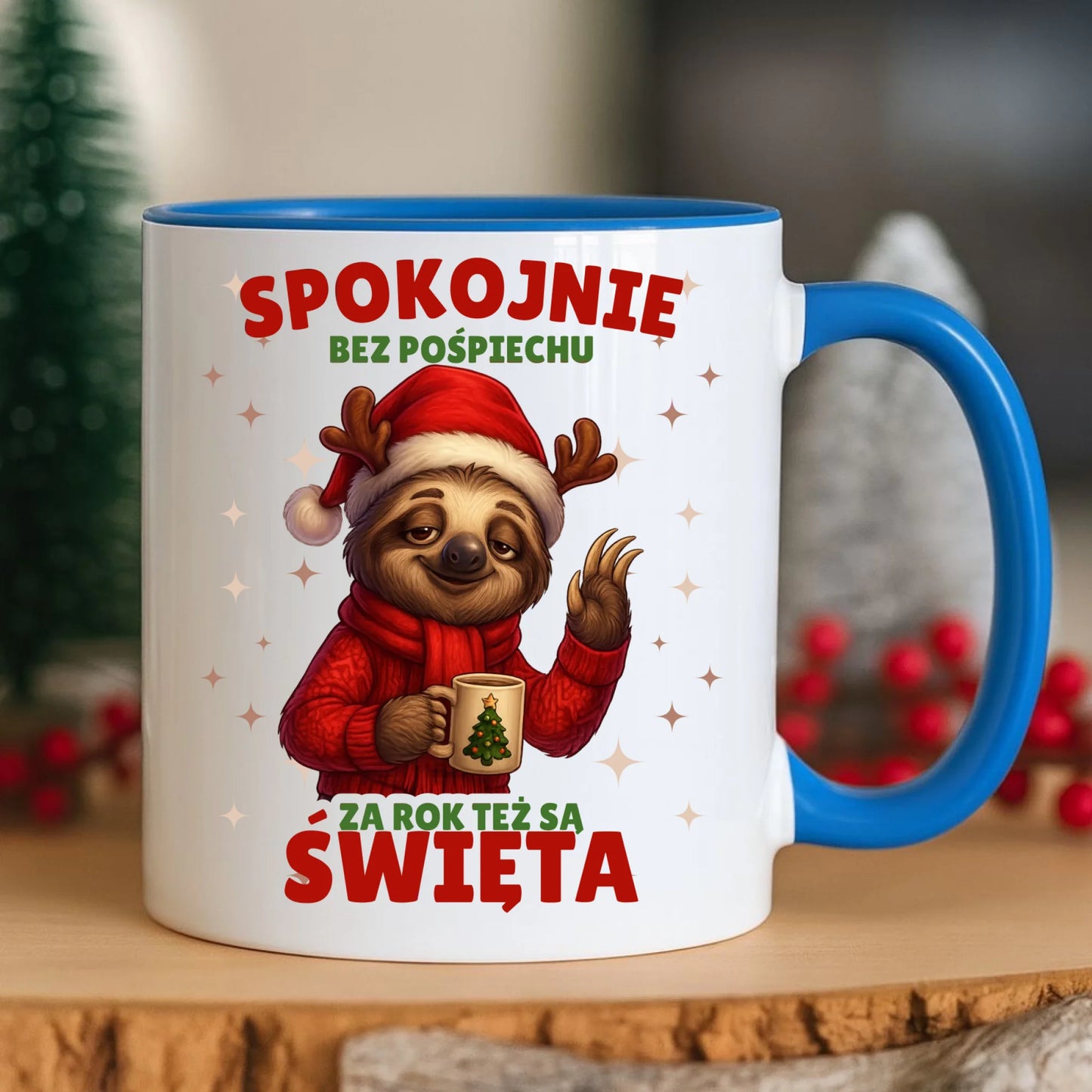 Kubek świąteczny - Leniwiec Za rok też są święta BN92 - StoryCups.pl