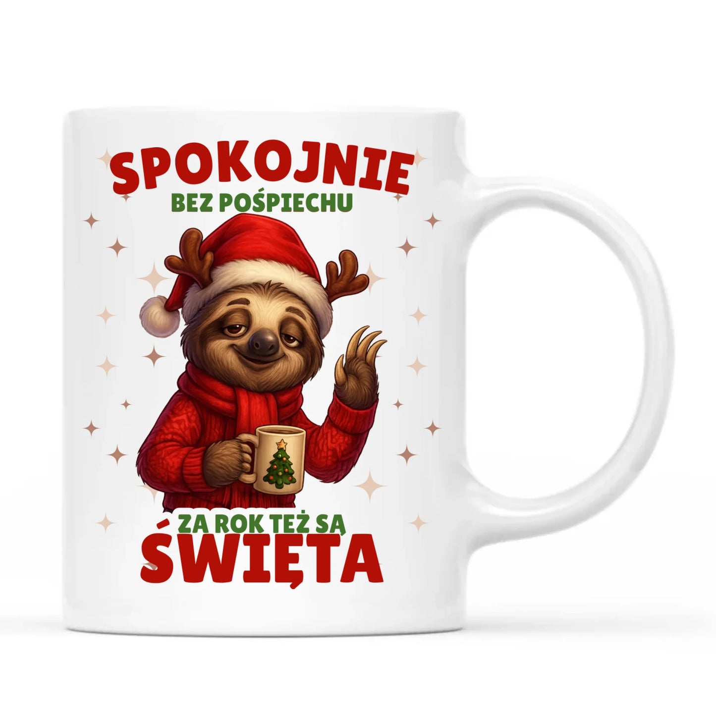 Kubek świąteczny - Leniwiec Za rok też są święta BN92 - StoryCups.pl
