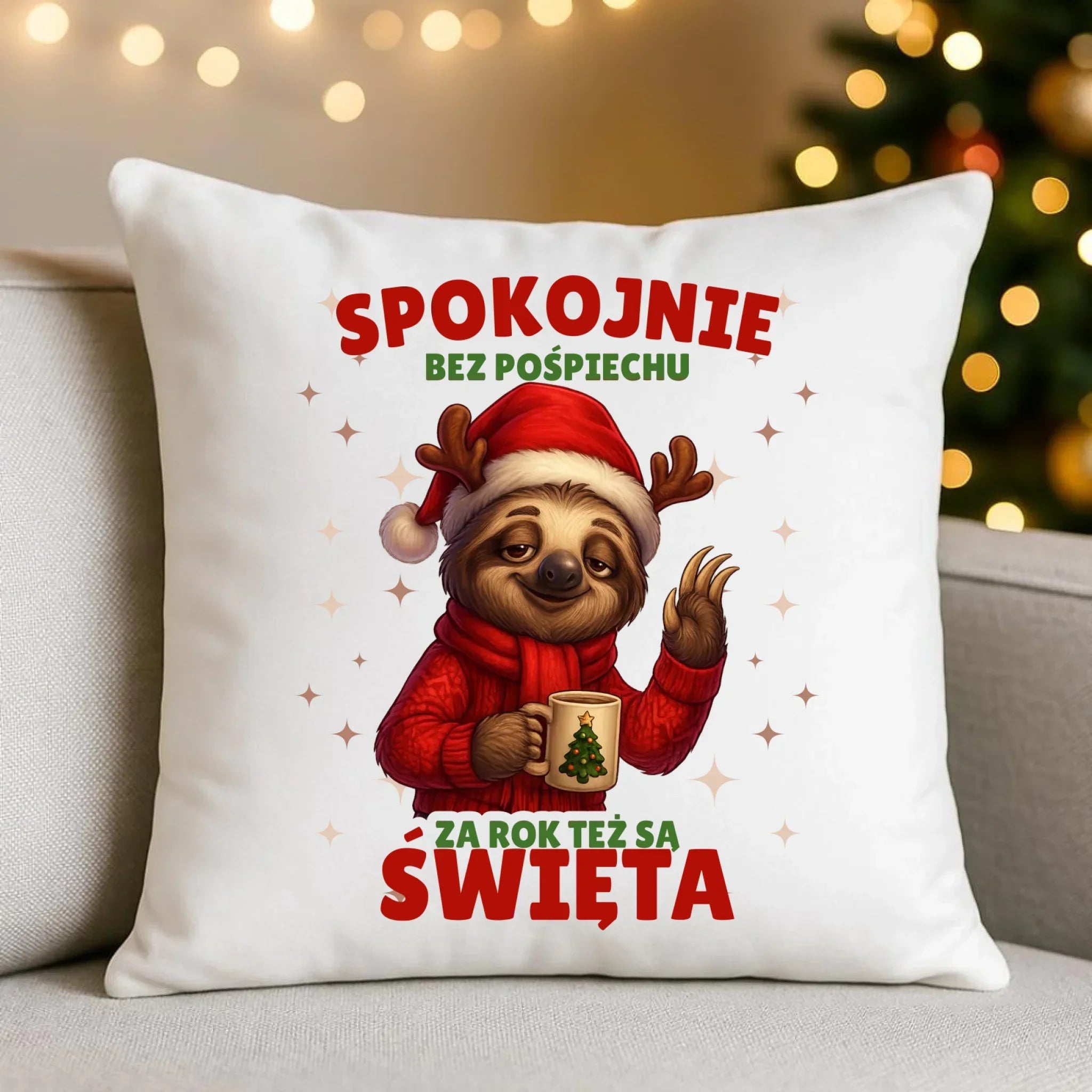 Poduszka świąteczna - Leniwiec Za rok też są święta BN92 - StoryCups.pl