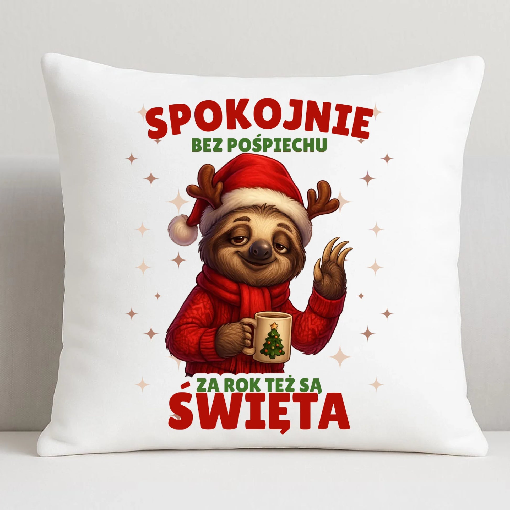 Poduszka świąteczna - Leniwiec Za rok też są święta BN92 - StoryCups.pl