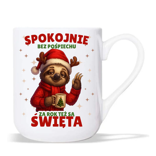 Kubek elegant świąteczny - Leniwiec Za rok też są święta BN92 - StoryCups.pl