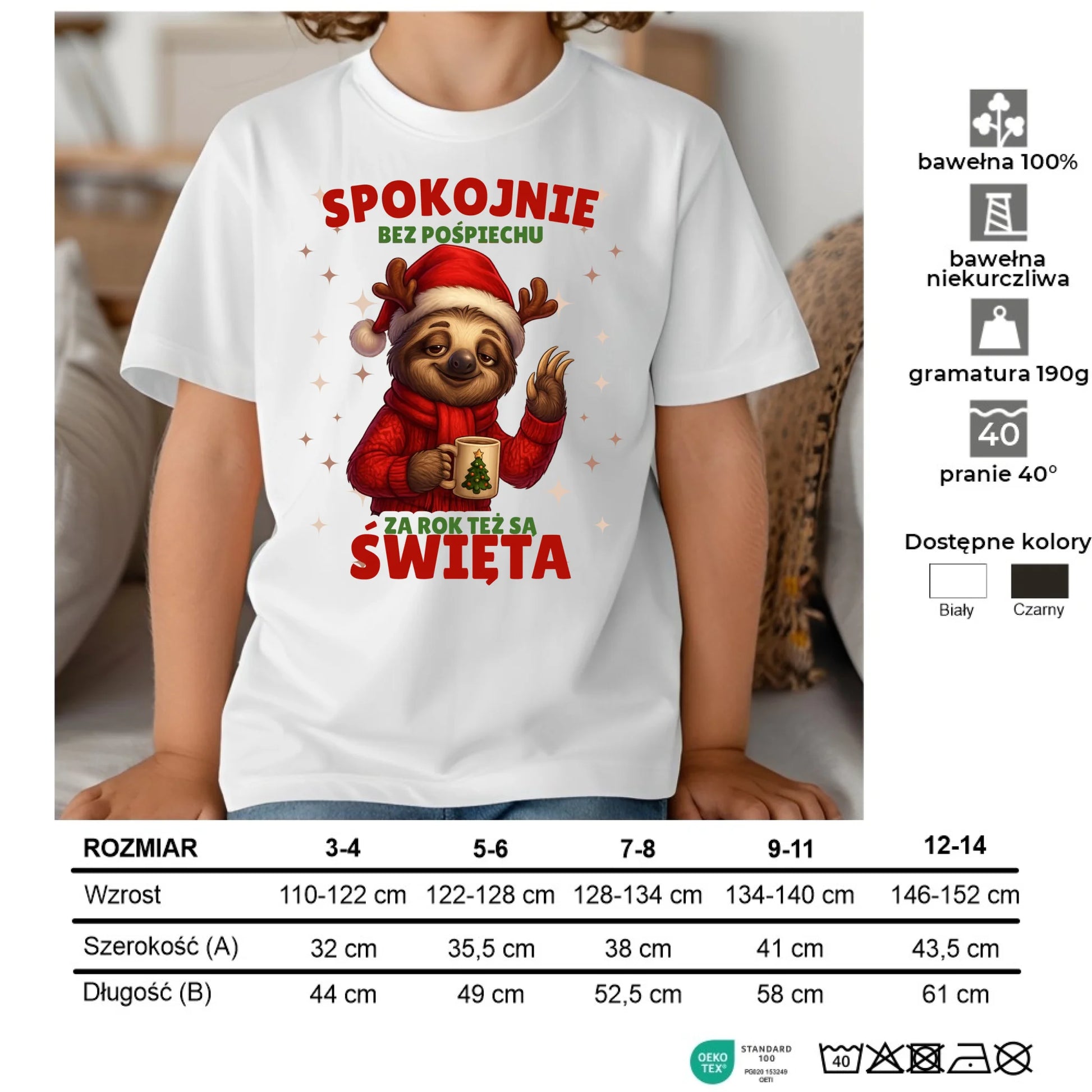 Koszulka dziecięca świąteczna - Leniwiec Za rok też są święta BN92 - StoryCups.pl