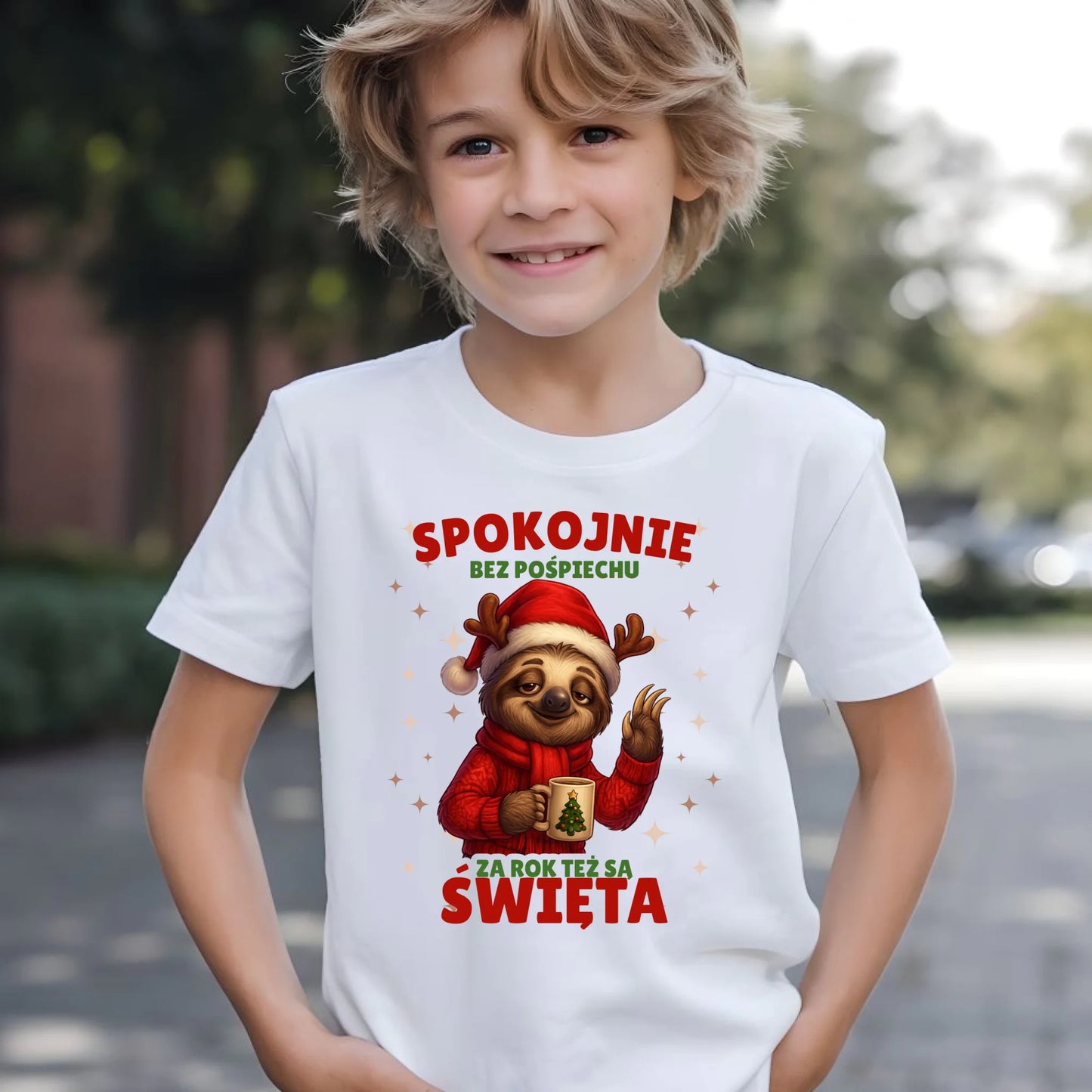 Koszulka dziecięca świąteczna - Leniwiec Za rok też są święta BN92 - StoryCups.pl