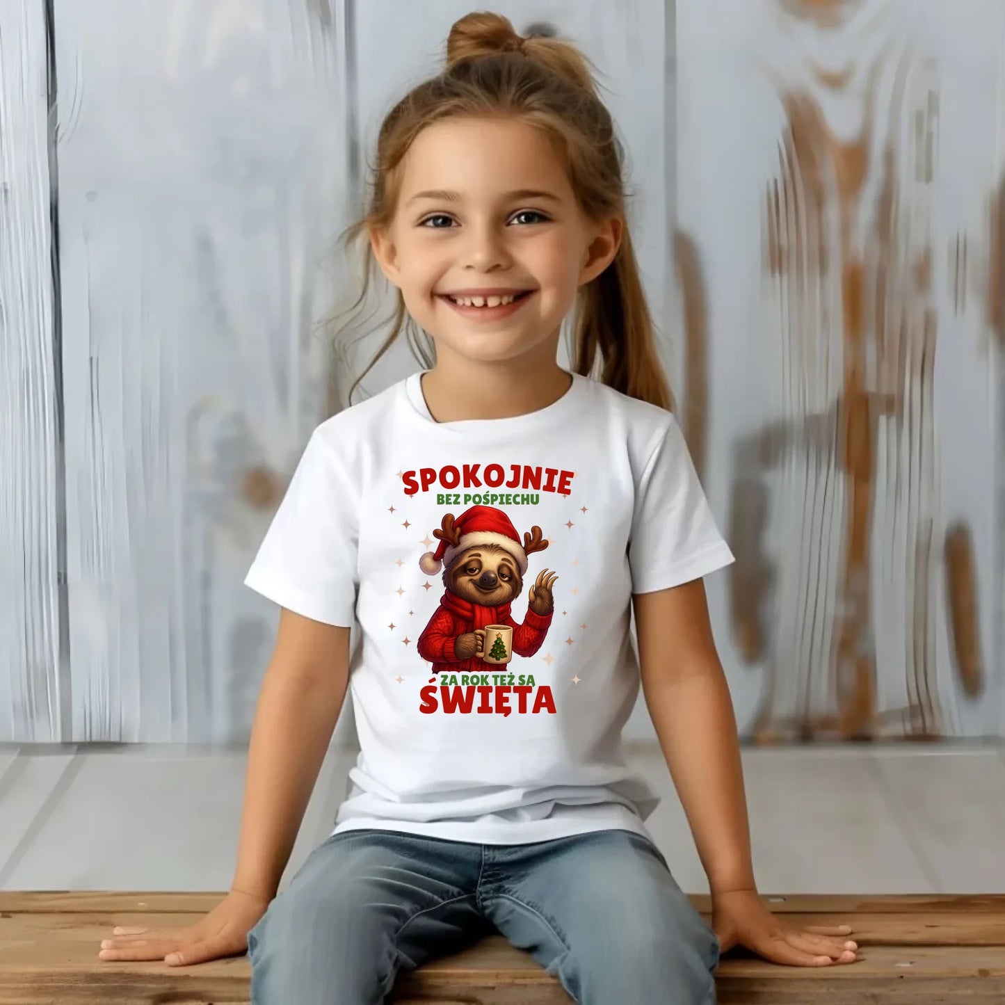 Koszulka dziecięca świąteczna - Leniwiec Za rok też są święta BN92 - StoryCups.pl