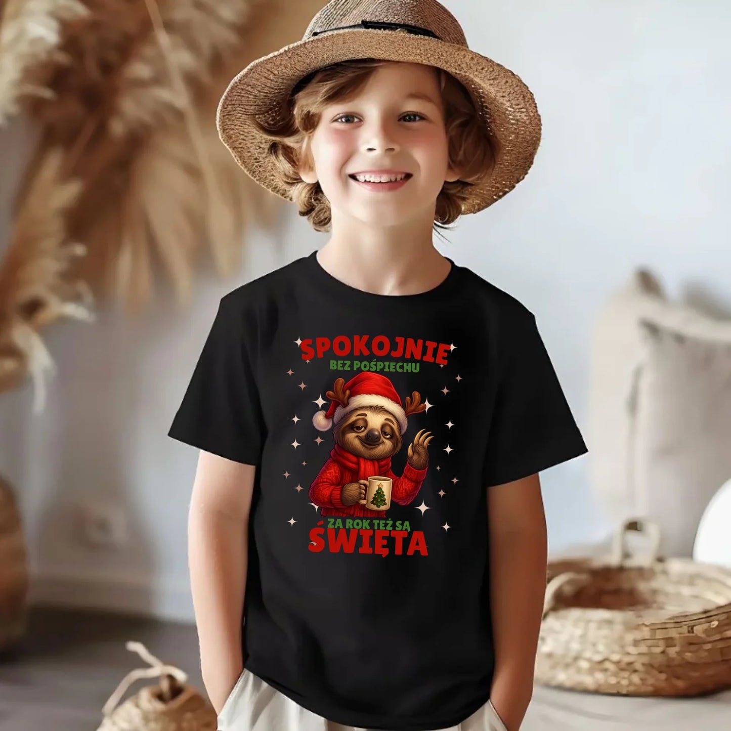 Koszulka dziecięca świąteczna - Leniwiec Za rok też są święta BN92 - StoryCups.pl