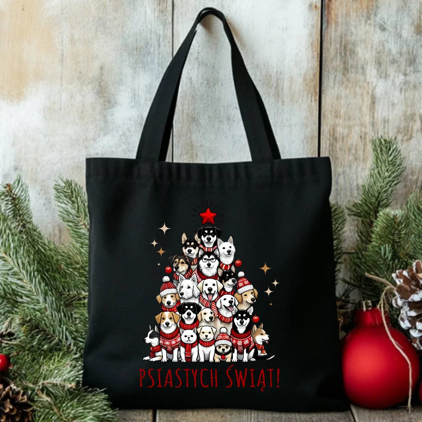 Torba świąteczna - Psia choinka Psiastych Świąt BN90 - StoryCups.pl