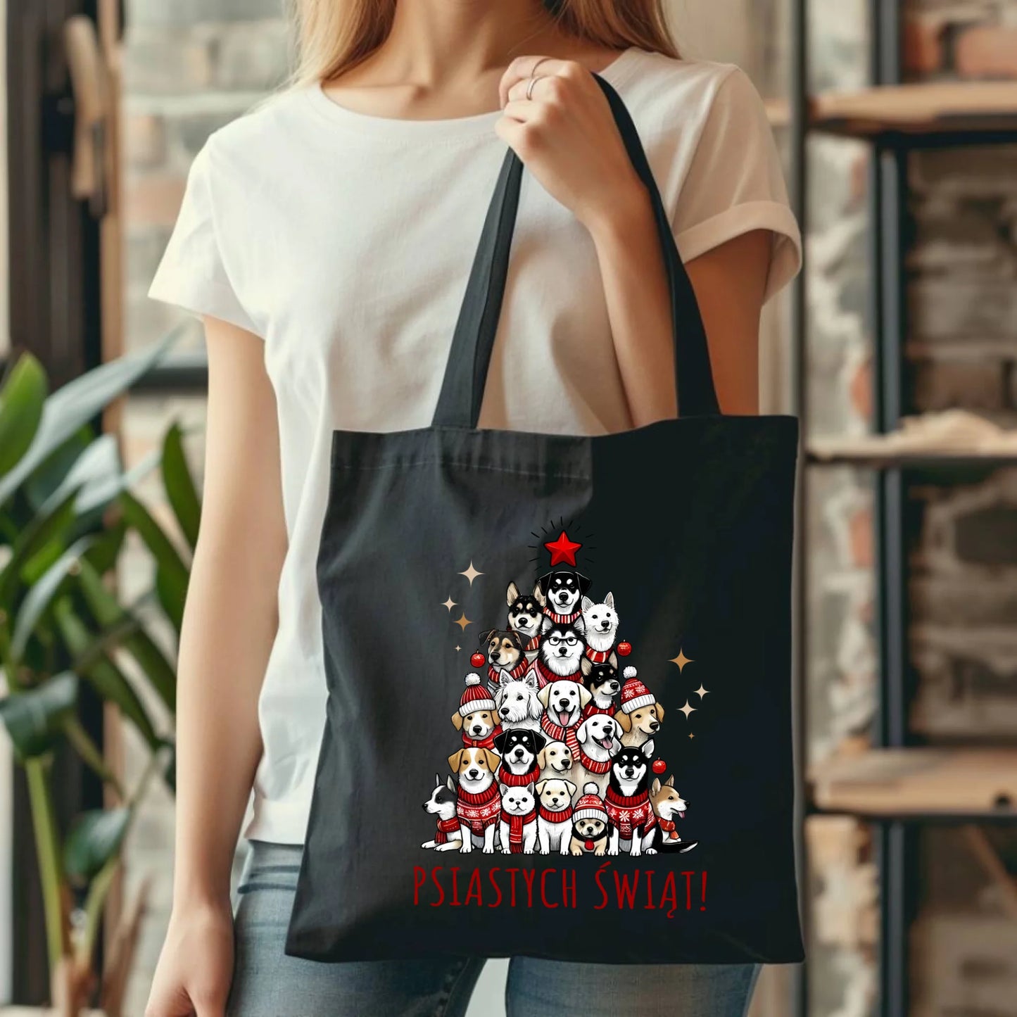 Torba świąteczna - Psia choinka Psiastych Świąt BN90 - StoryCups.pl