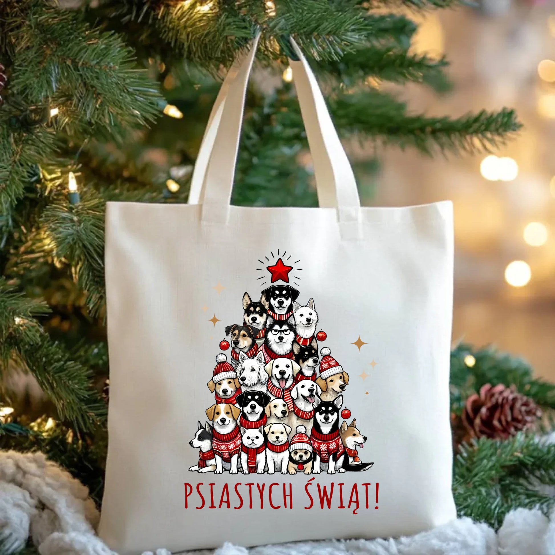 Torba świąteczna - Psia choinka Psiastych Świąt BN90 - StoryCups.pl