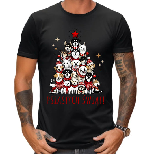 Koszulka męska świąteczna - Psia choinka Psiastych Świąt BN90 - StoryCups.pl