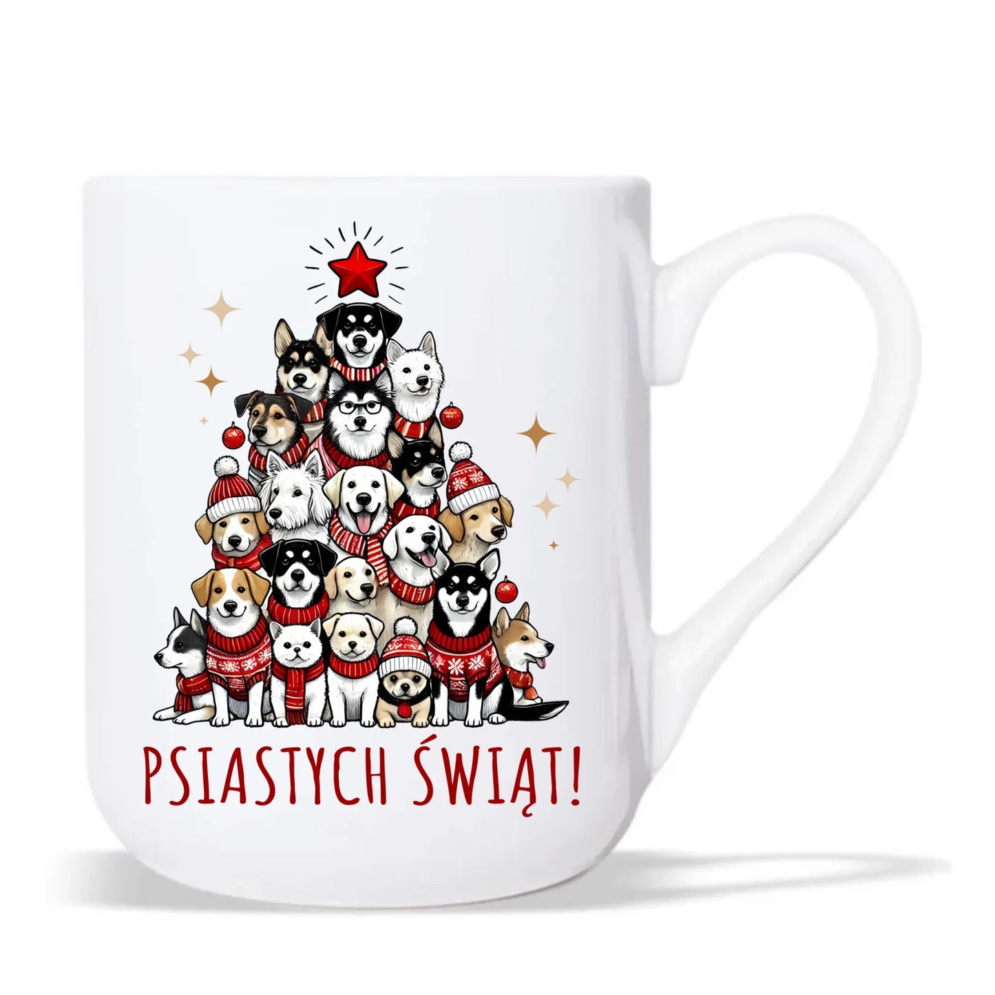 Kubek elegant świąteczny - Psia choinka Psiastych Świąt BN90 - StoryCups.pl
