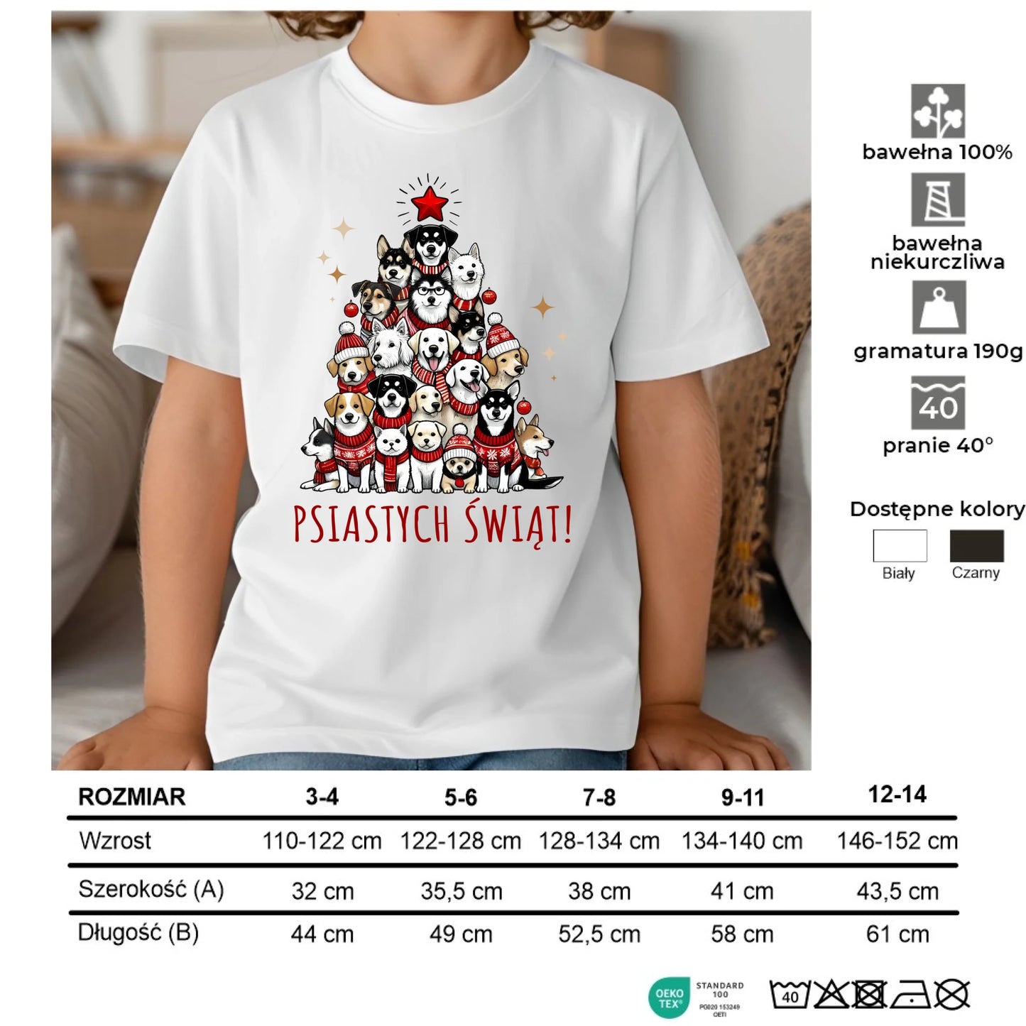 Koszulka dziecięca świąteczna - Psia choinka Psiastych Świąt BN90 - StoryCups.pl