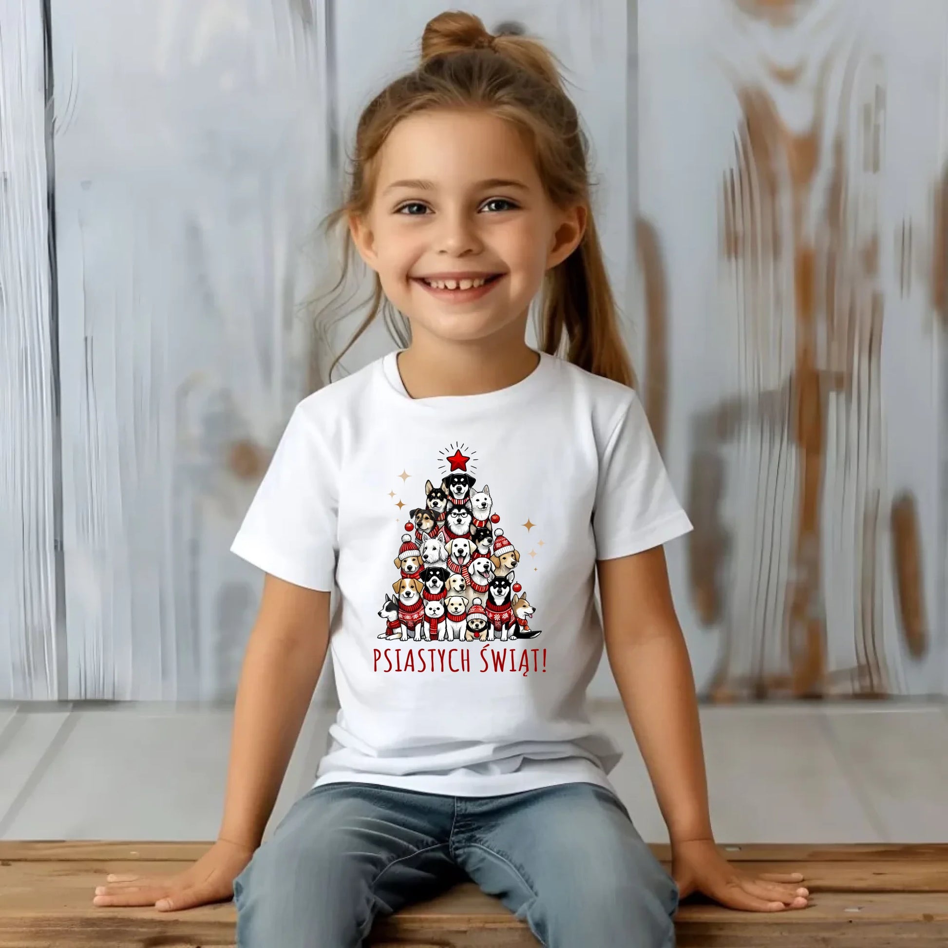 Koszulka dziecięca świąteczna - Psia choinka Psiastych Świąt BN90 - StoryCups.pl