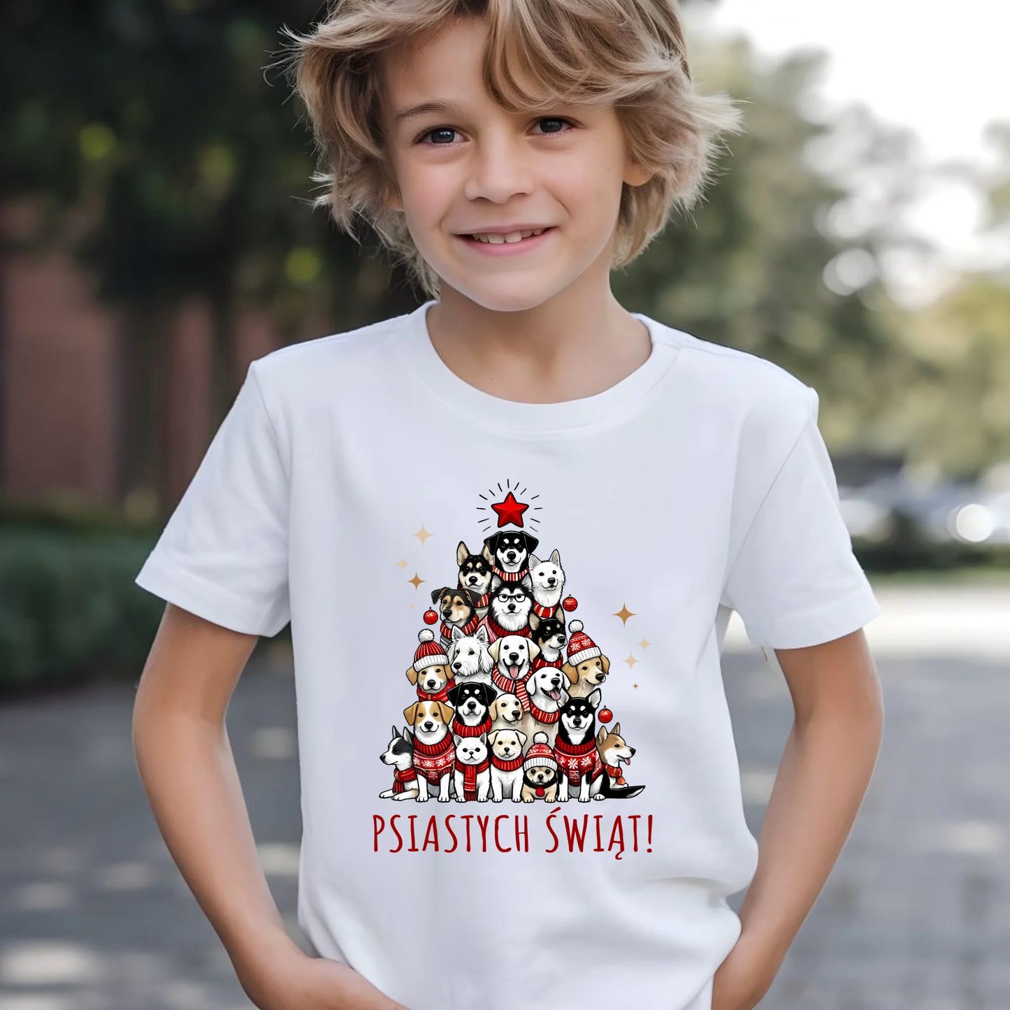 Koszulka dziecięca świąteczna - Psia choinka Psiastych Świąt BN90 - StoryCups.pl