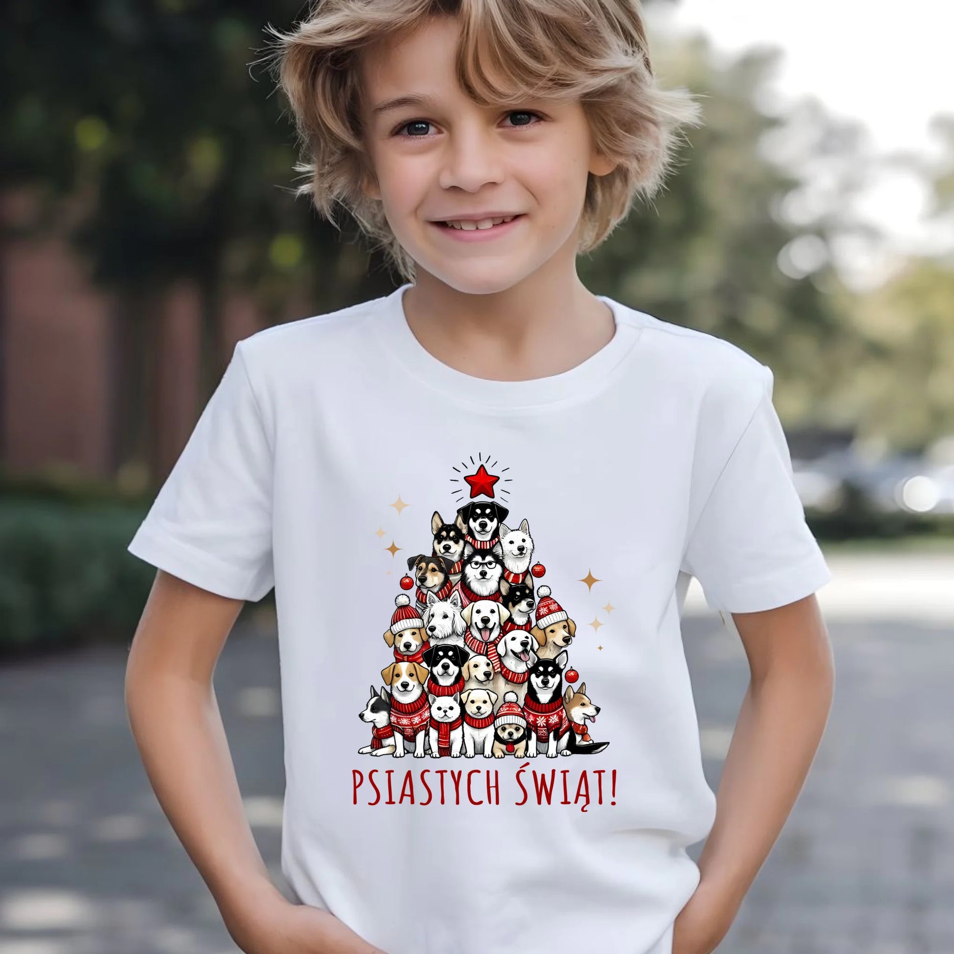 Koszulka dziecięca świąteczna - Psia choinka Psiastych Świąt BN90 - StoryCups.pl