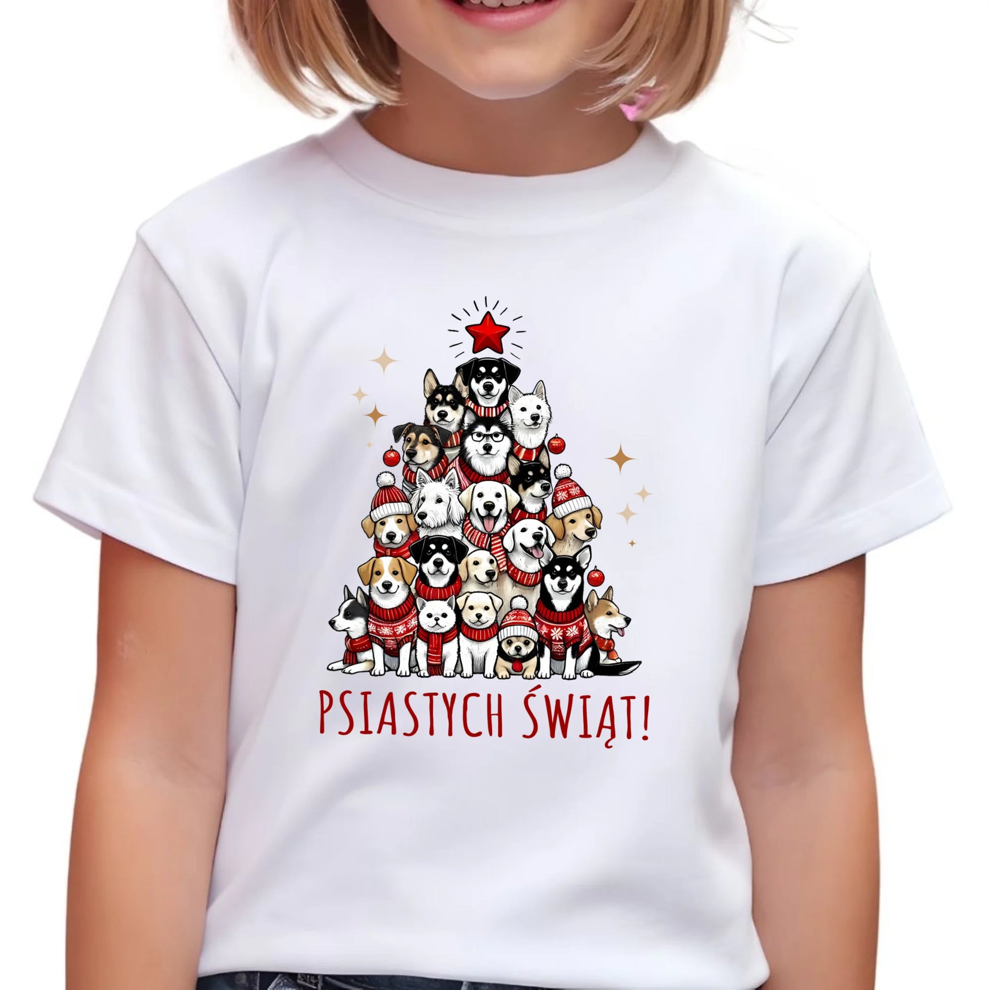 Koszulka dziecięca świąteczna - Psia choinka Psiastych Świąt BN90 - StoryCups.pl