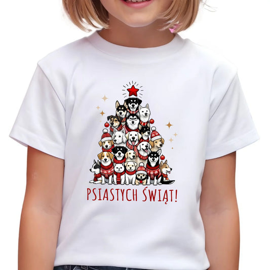 Koszulka dziecięca świąteczna - Psia choinka Psiastych Świąt BN90 - StoryCups.pl