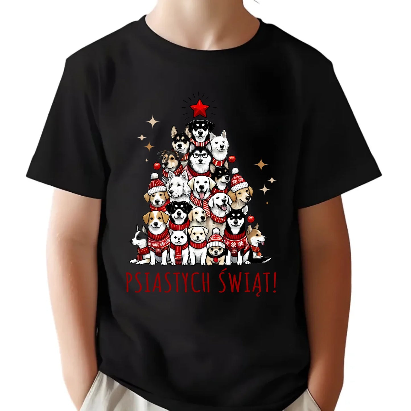 Koszulka dziecięca świąteczna - Psia choinka Psiastych Świąt BN90 - StoryCups.pl