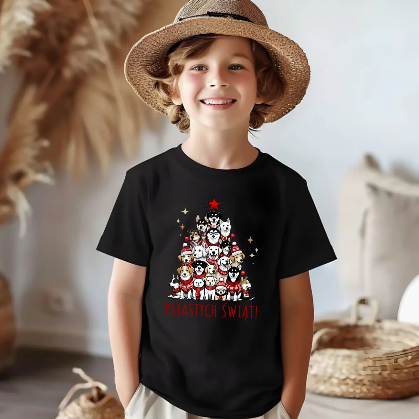 Koszulka dziecięca świąteczna - Psia choinka Psiastych Świąt BN90 - StoryCups.pl