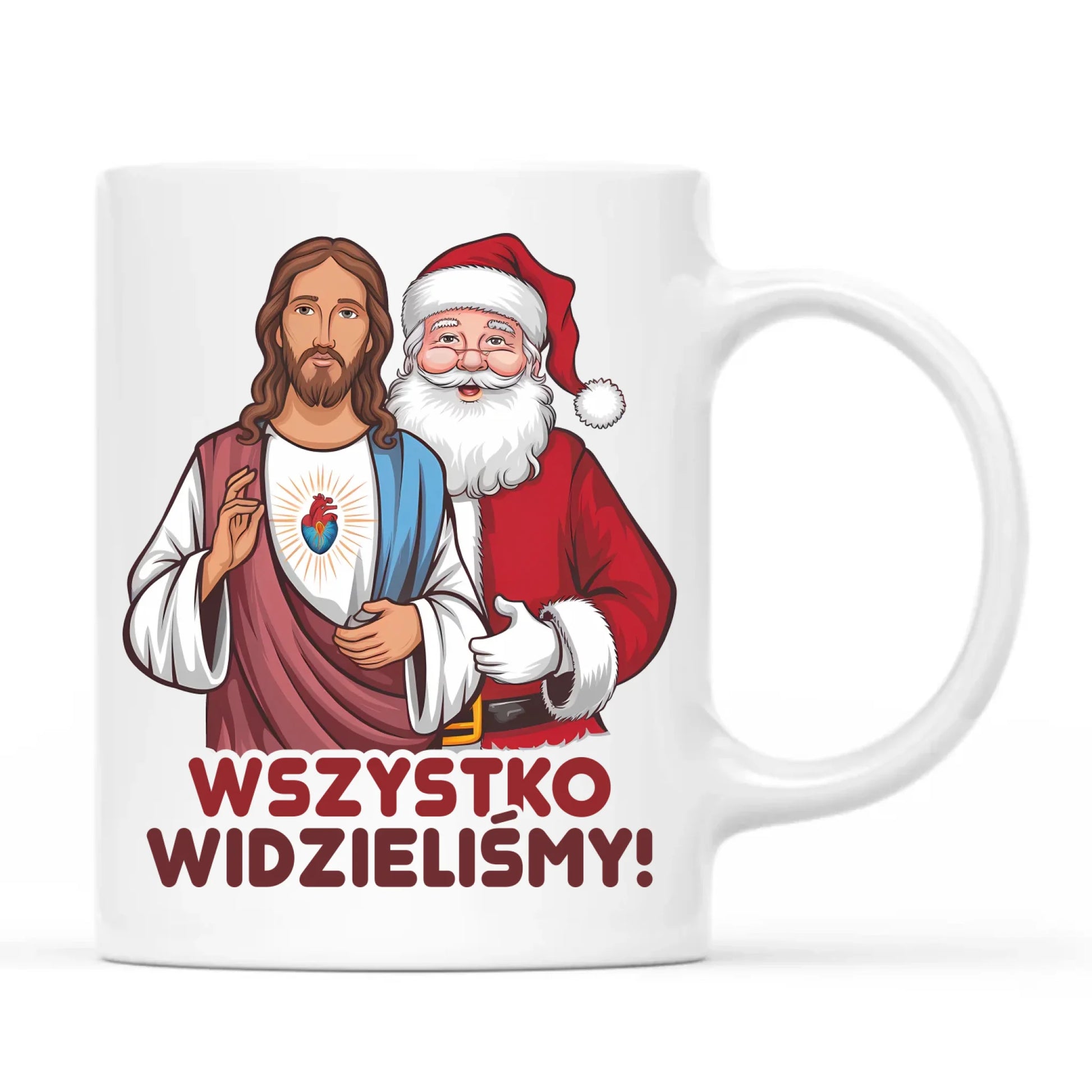 Kubek świąteczny - Jezus i Mikołaj Wszystko widzieliśmy BN89 - StoryCups.pl