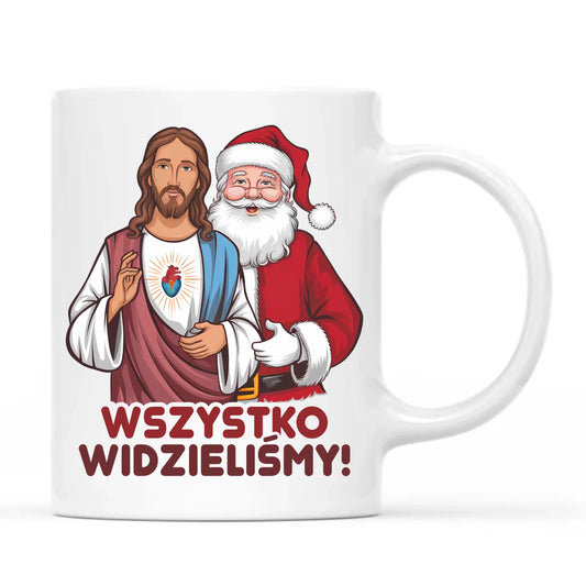 Kubek świąteczny - Jezus i Mikołaj Wszystko widzieliśmy BN89 - StoryCups.pl