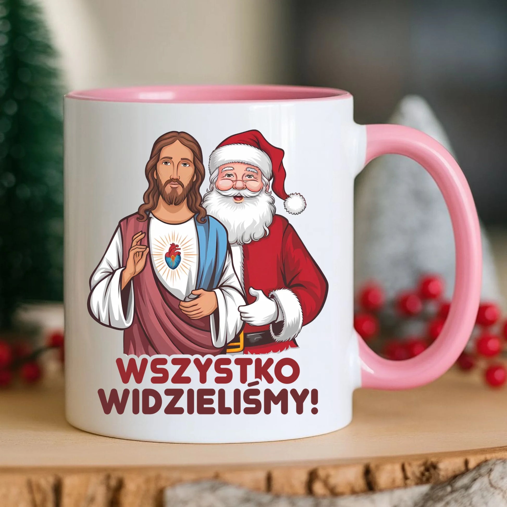 Kubek świąteczny - Jezus i Mikołaj Wszystko widzieliśmy BN89 - StoryCups.pl