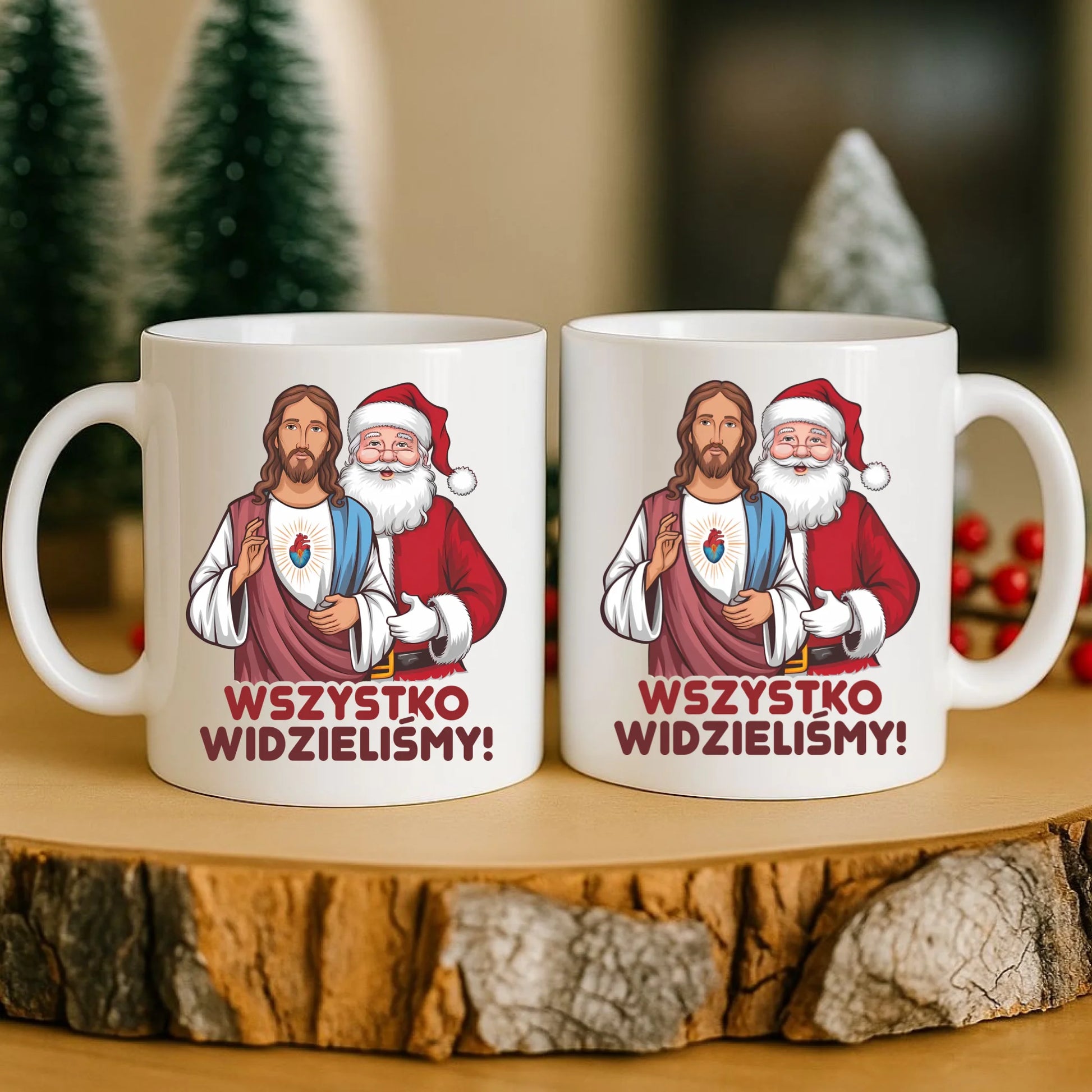 Kubek świąteczny - Jezus i Mikołaj Wszystko widzieliśmy BN89 - StoryCups.pl